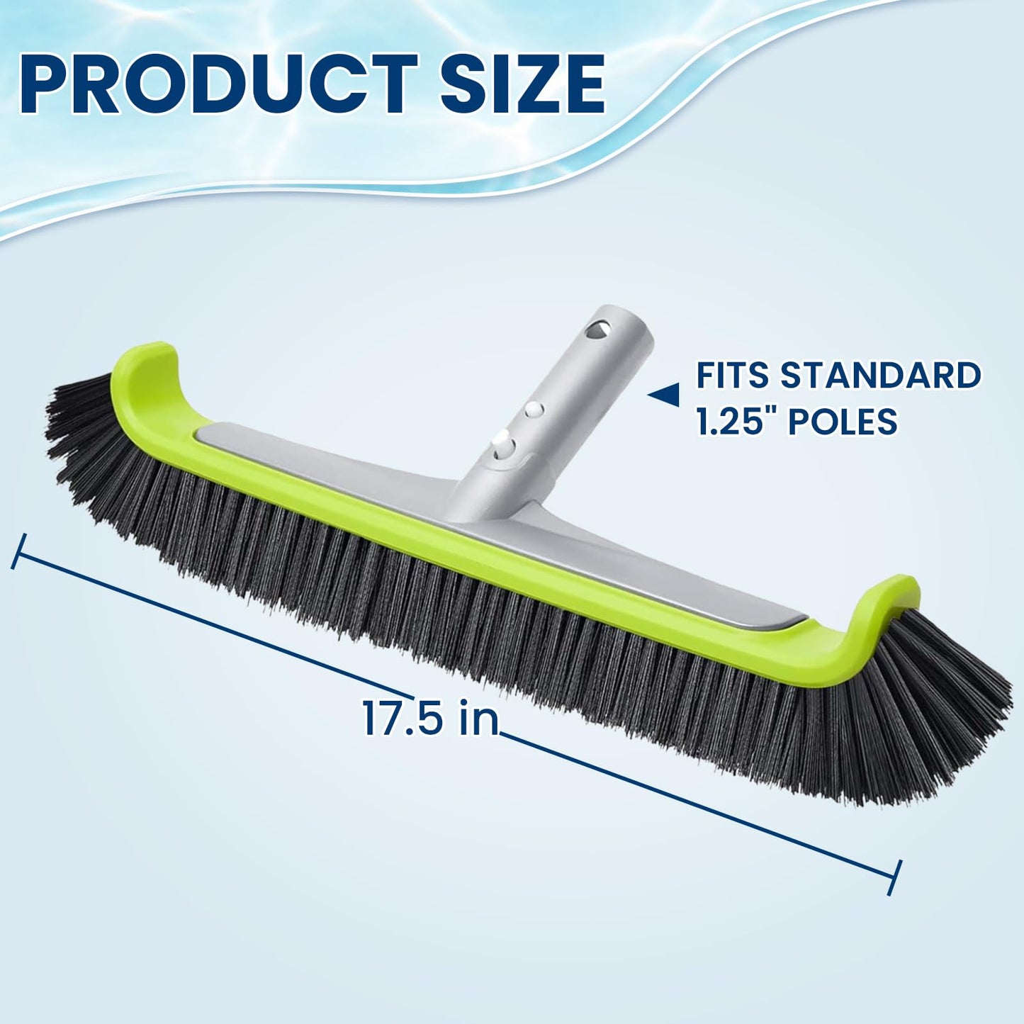 Sepetrel 17.5" Pool Brush Head for Cleaning Walls,Heavy Duty Inground/Above Ground Swimming Pool Scrub Brushes with Premium Strong Bristle & Reinforced Aluminium Back