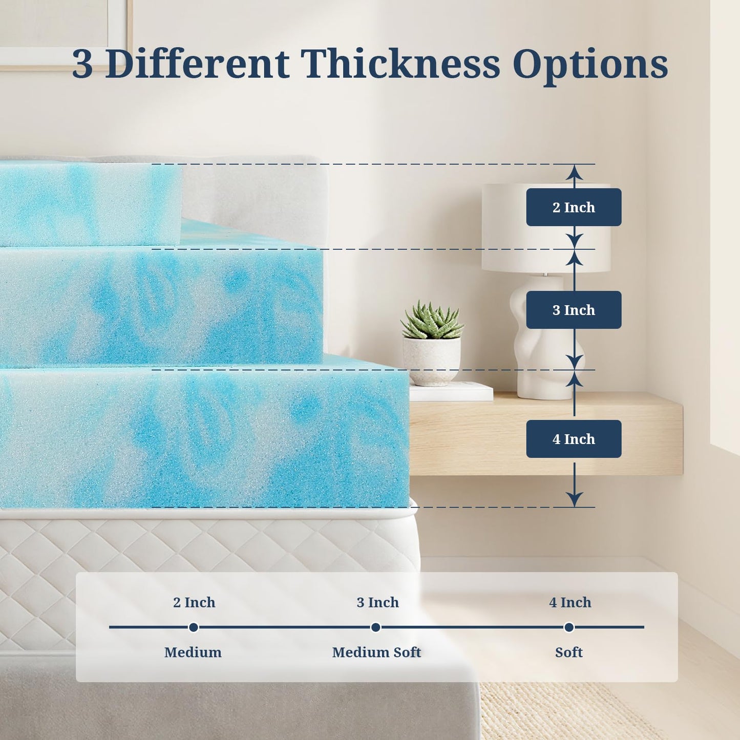 IULULU King Size Mattress Topper, 2 Inch Gel Memory Foam Topper, Light Comfort Upgrade, CertiPUR-US Certified