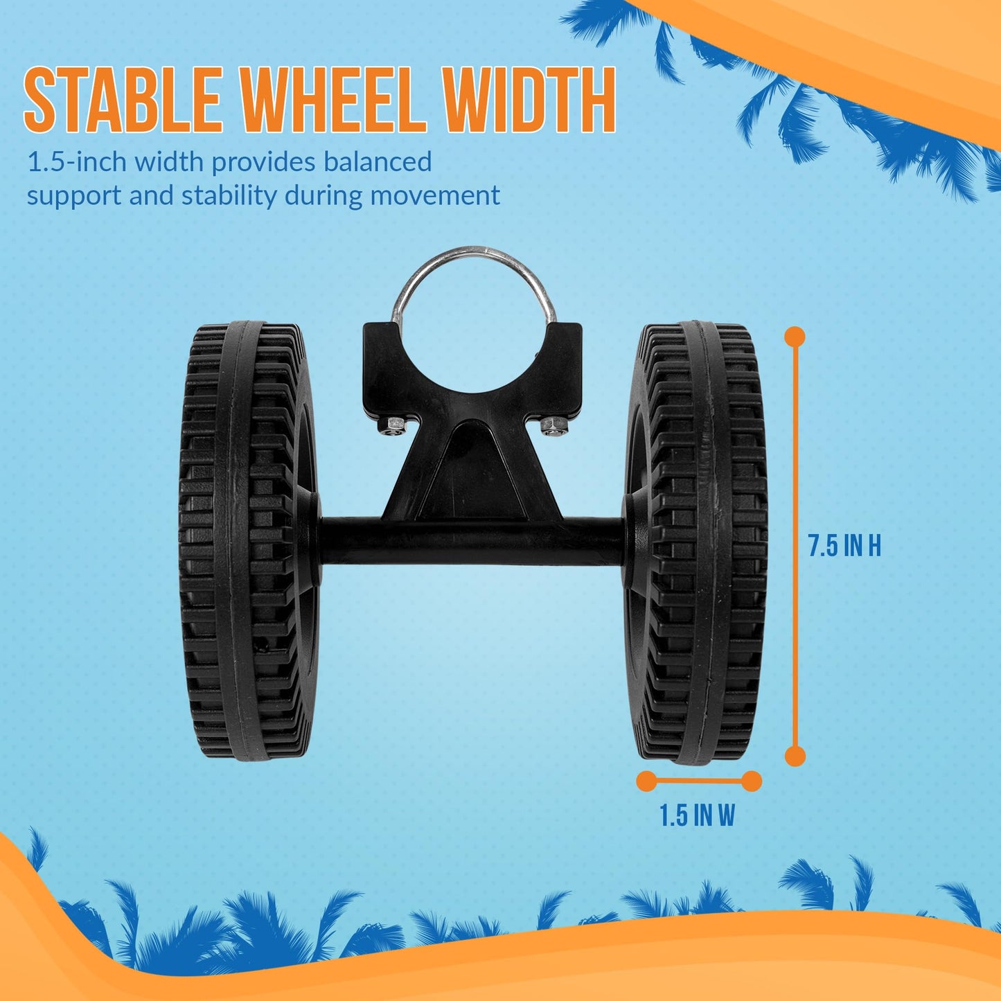 Island Umbrella All-Weather Outdoor Hammock Wheel Set – Universal 6-in Polypropylene Wheels – Fits Tube-Style Stands up to 2-in Dia., Powder-Coated Steel Bracket, Easy Assembly, Weather-Resistant