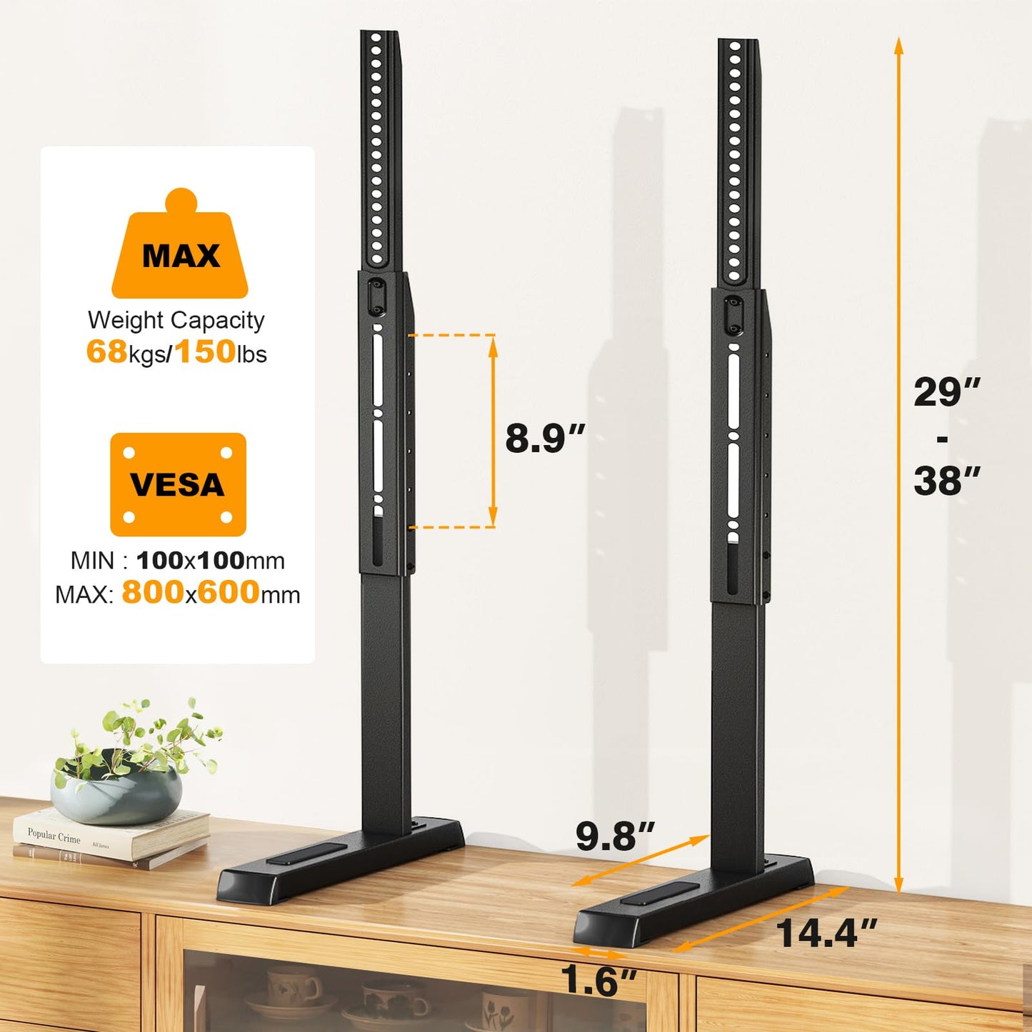 TVON Universal TV Legs, Table Top TV Stand Base with Height Adjustable