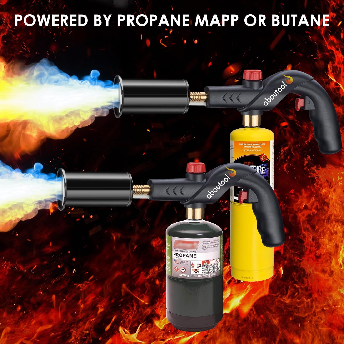 Aboutool Propane Torch, Charcoal Starter Flame Thrower Sous Vide Cooking Torch with Igniter Searing Torch for BBQ Grill Campfire Starter (Propane Tank Not Included)