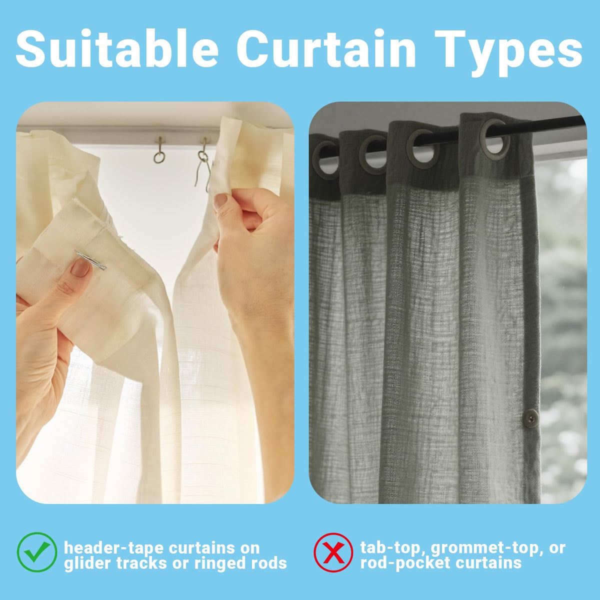 Sopito 58Pcs Curtain Hooks for Door Window Shower Curtain, Silver White