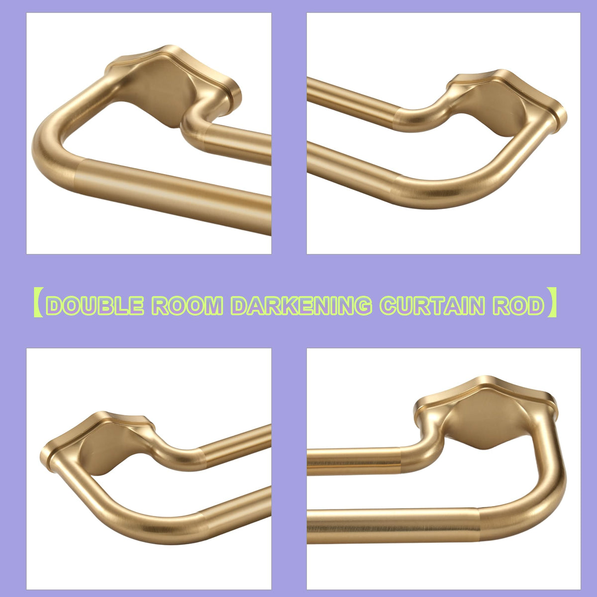 Lwiiom Gold Double Curtain Rods For Windows 28-48 Inch,Heavy Duty Double Curtain Rod with Aluminum Finials and Bracket,Adjustable Double Window Rods For Blackout Or Room Darkening Panels