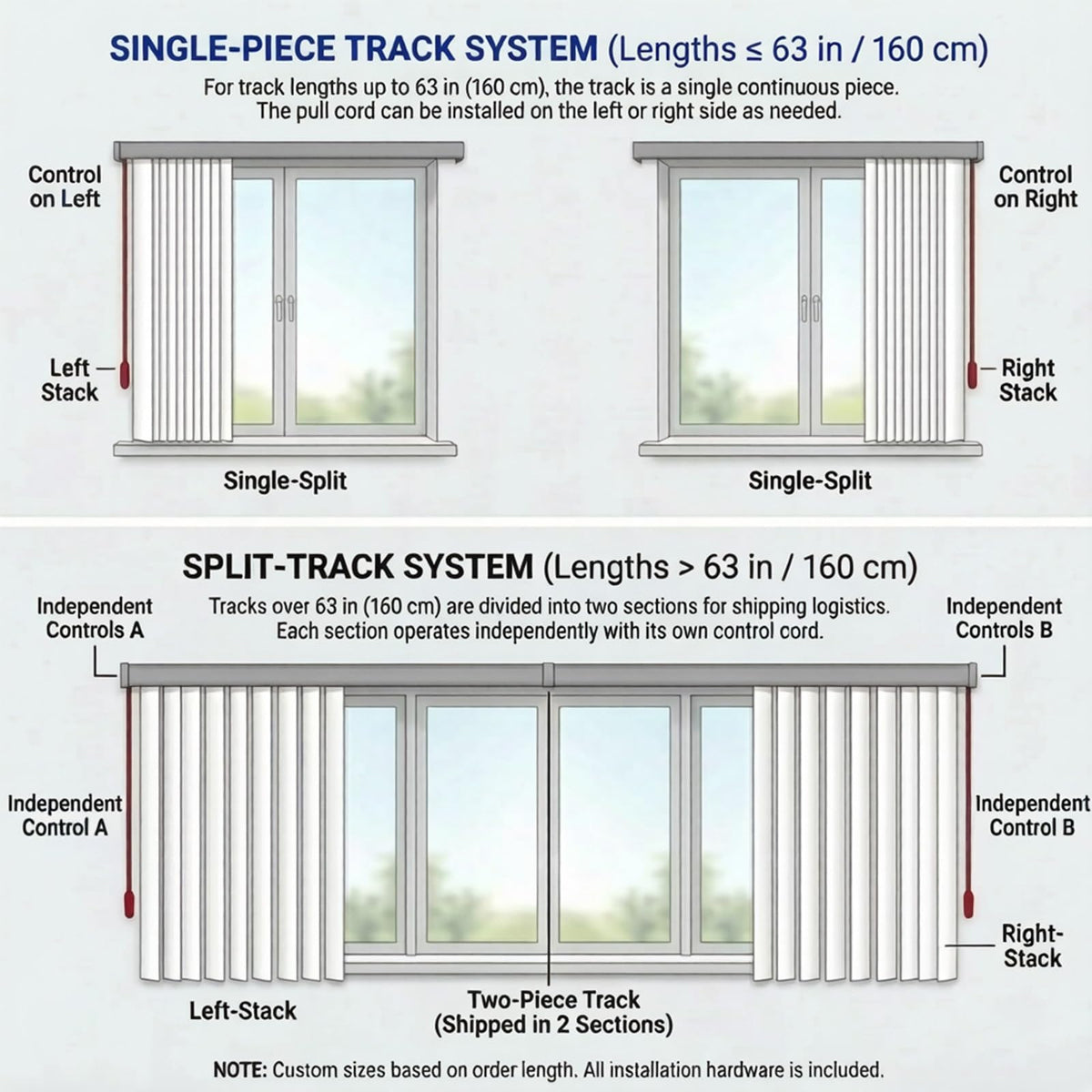 Interiors Vertical Blinds, 92" 98" 102" 108" 110" Vertical Blinds for Sliding Glass Doors, Panel Track Vertical Windows Shades, Privacy Blackout Sliding Door Blinds for Large Windows(108" W x 84" H)