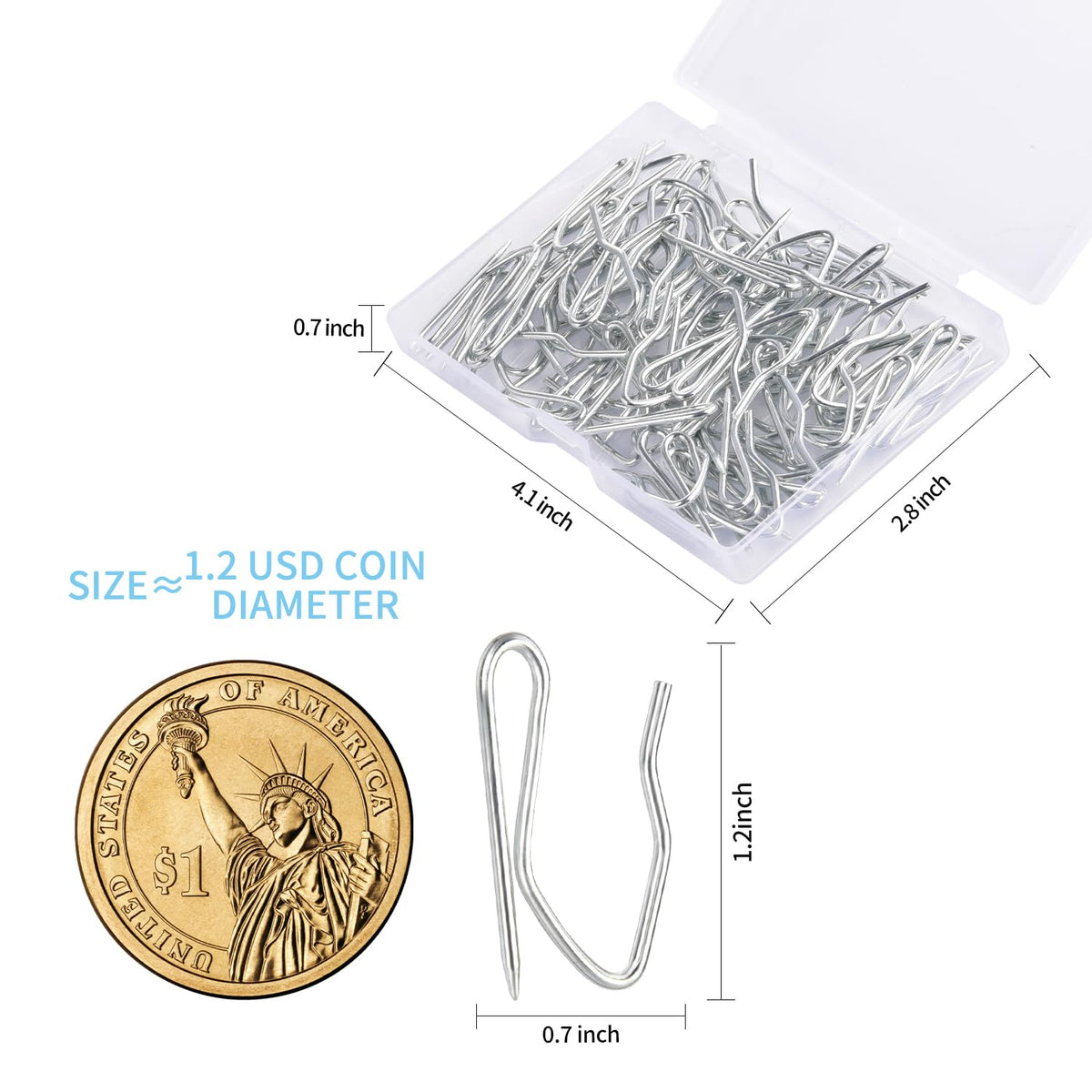 Sopito 58Pcs Curtain Hooks for Door Window Shower Curtain, Silver White
