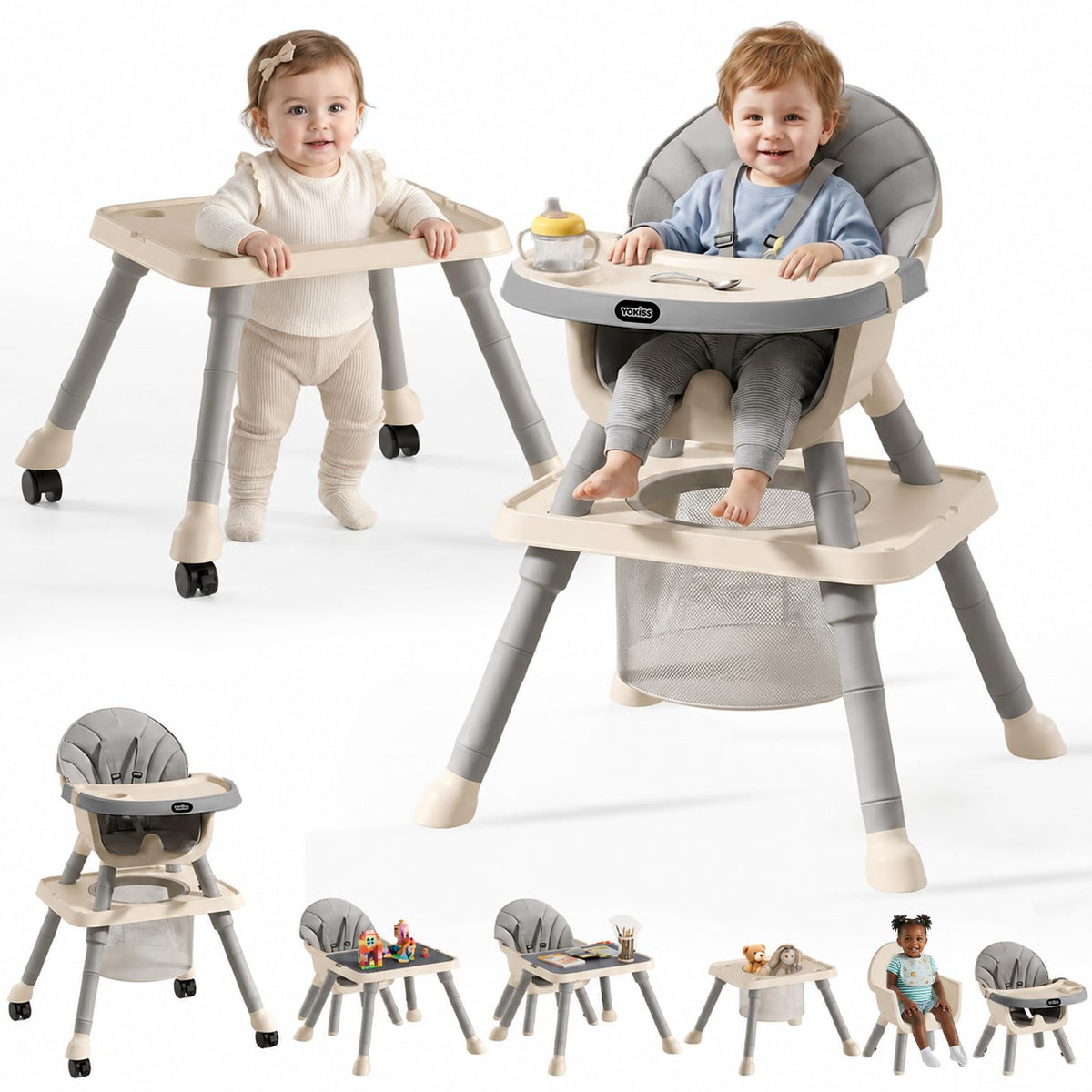 9-in-1 Baby High Chair for Babies and Toddlers with Building Block Table