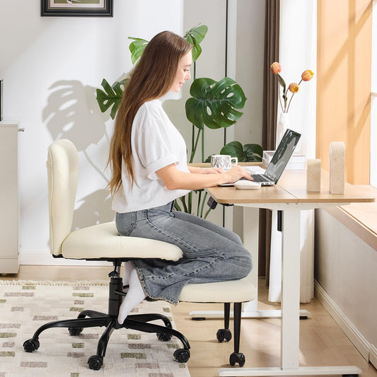 YFO Ergonomic Cross Legged Office Chair, Home Office Desk Chair