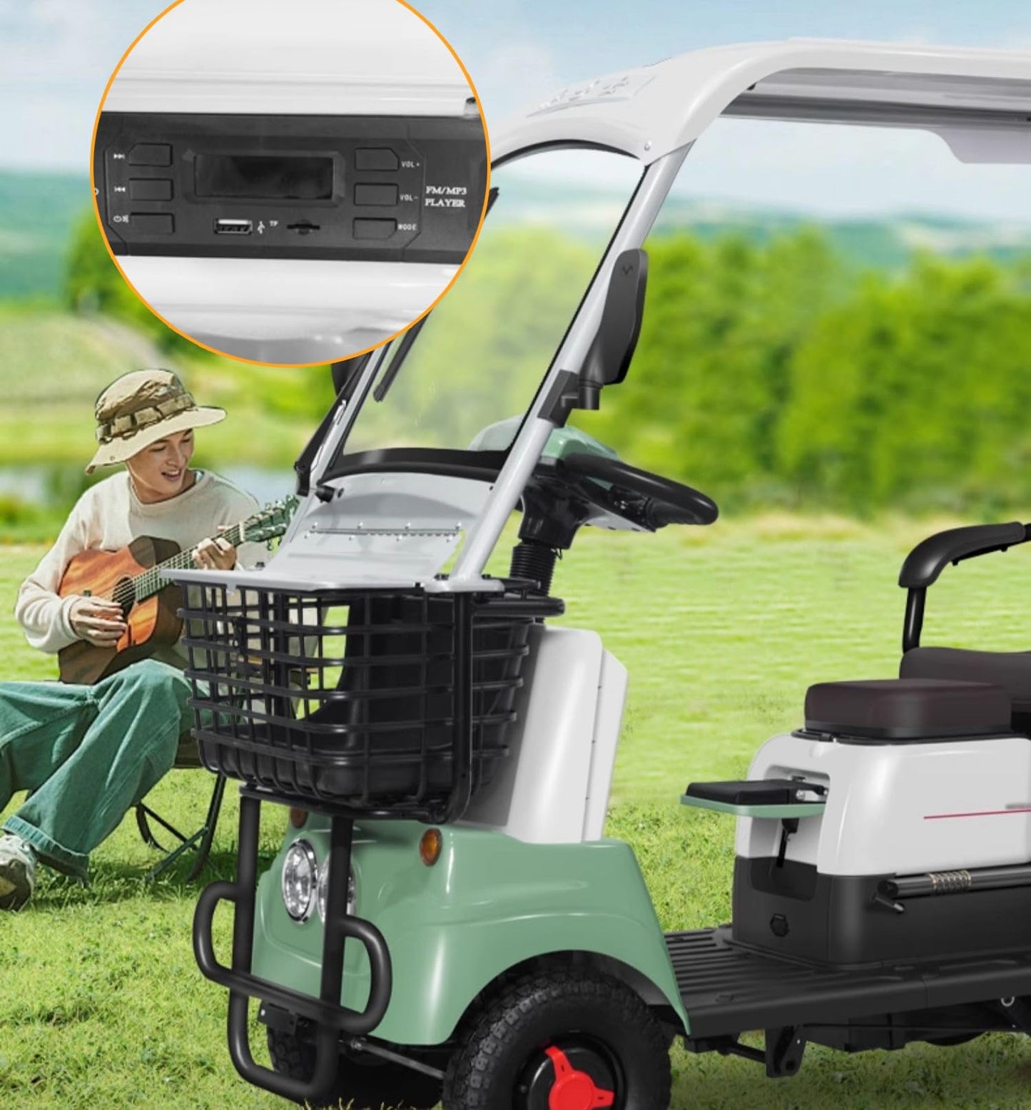 HAOWEIH Electric Golf Cart for Adults, 13 MPH, 440 LBS Capacity, Electric Golf Cart with Independent Suspension for Golf, for Golf, Neighborhood, Camping & Resorts(Lithium battery-650W+60V30AH)