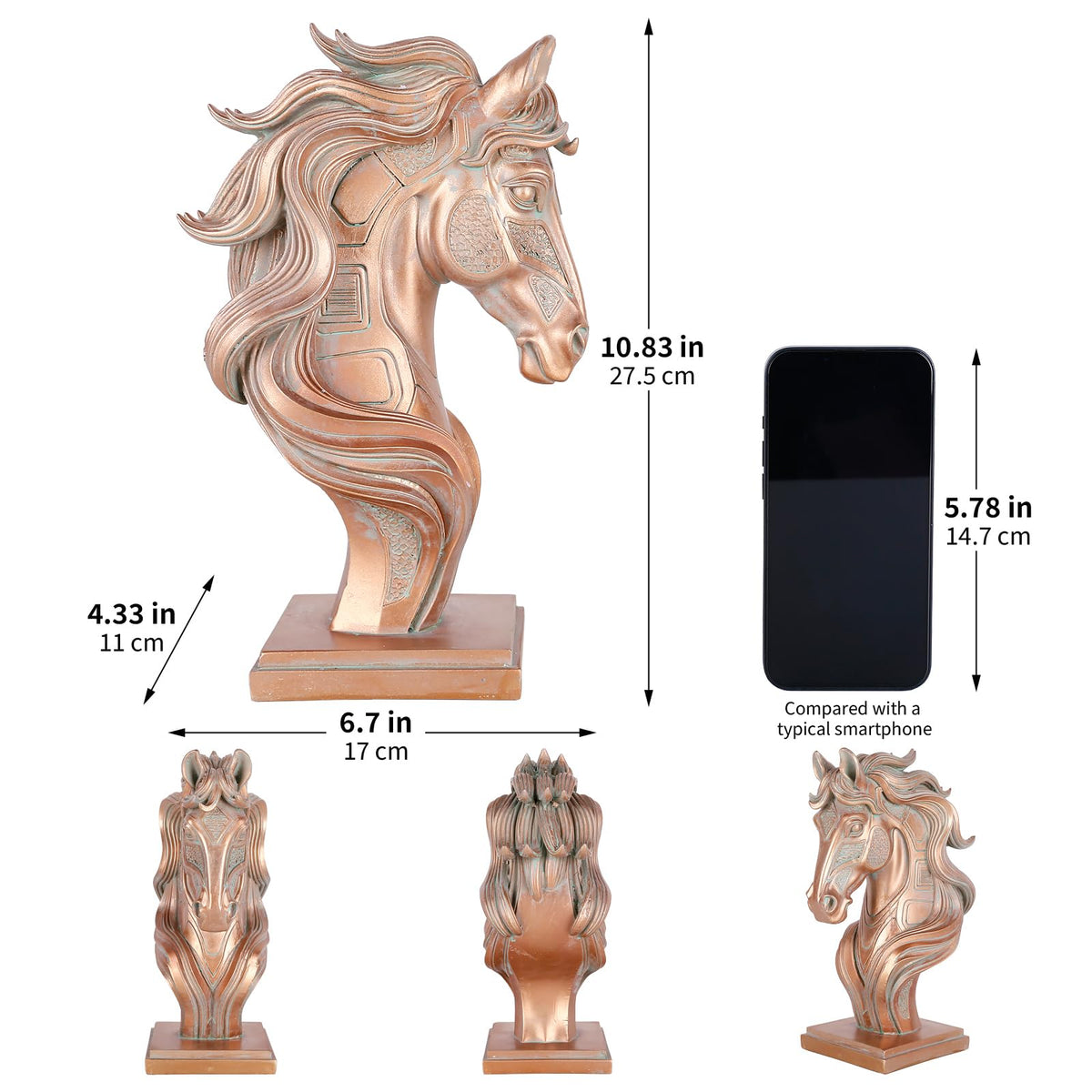 MONAMOSS Horse Head Statue, Animal Equine Bust Sculpture for Home Decor