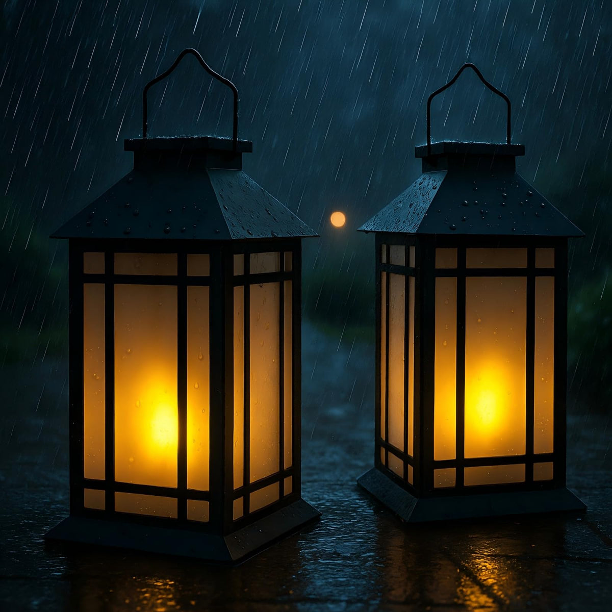 Bdor 13 Inch Outdoor Decorative Lanterns with LED Candle Timer 2 Pack Black