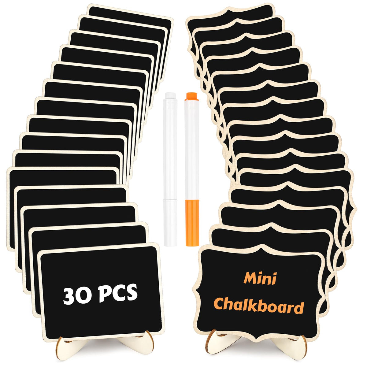 30 Pack 4" x 3" Mini Chalkboard Signs, Food Labels for Party Buffet