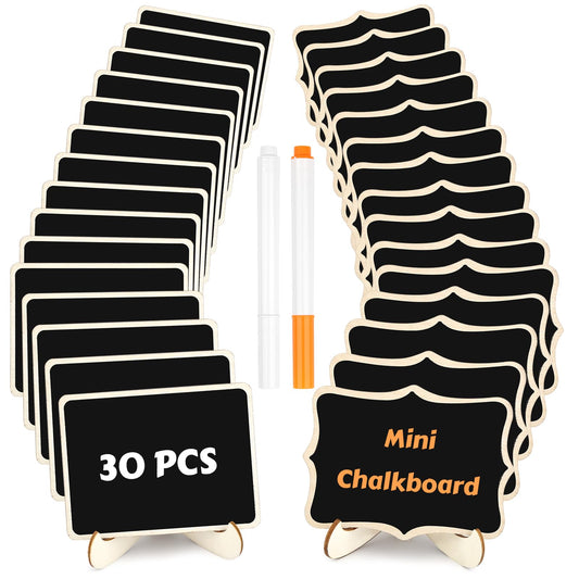 30 Pack 4" x 3" Mini Chalkboard Signs, Food Labels for Party Buffet