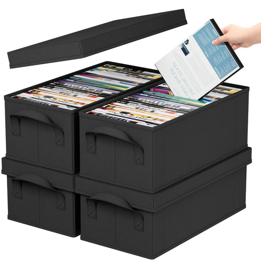 Lifewit 4 Pack DVD Storage Box with Lid, Stackable Case Hold 100 PCS DVDs