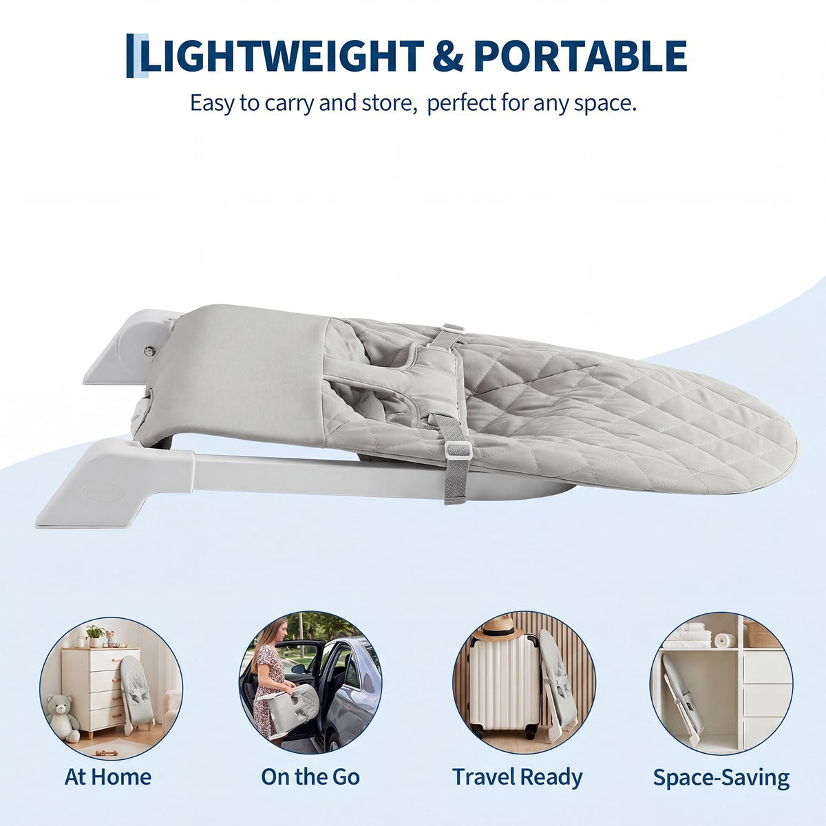 Aptliton Portable Baby Bouncer Seat for Infants 0-12 Months