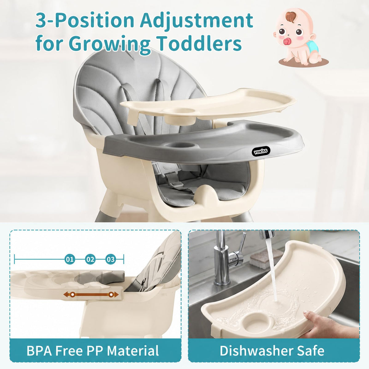 9-in-1 Baby High Chair for Babies and Toddlers with Building Block Table