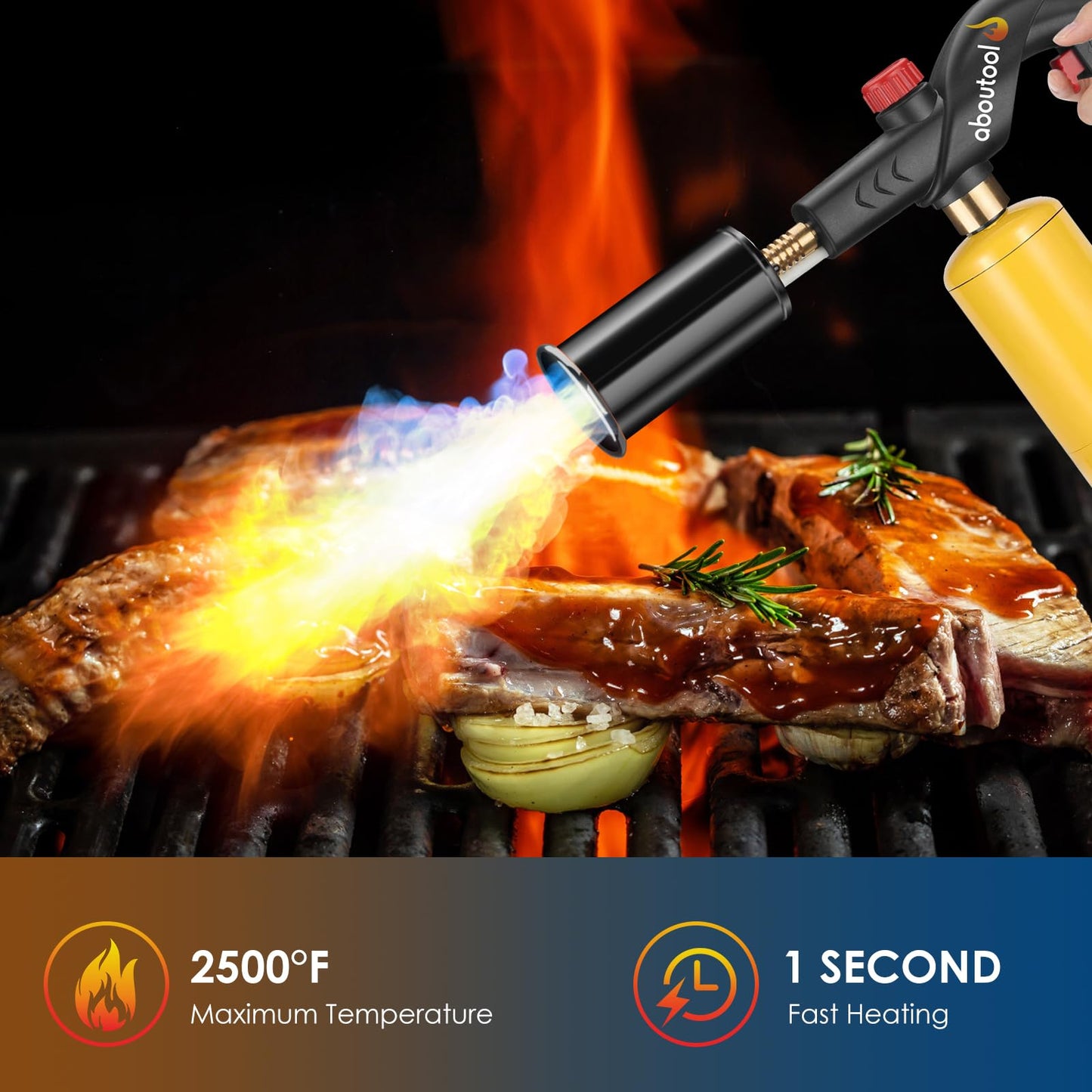 Aboutool Propane Torch, Charcoal Starter Flame Thrower Sous Vide Cooking Torch with Igniter Searing Torch for BBQ Grill Campfire Starter (Propane Tank Not Included)