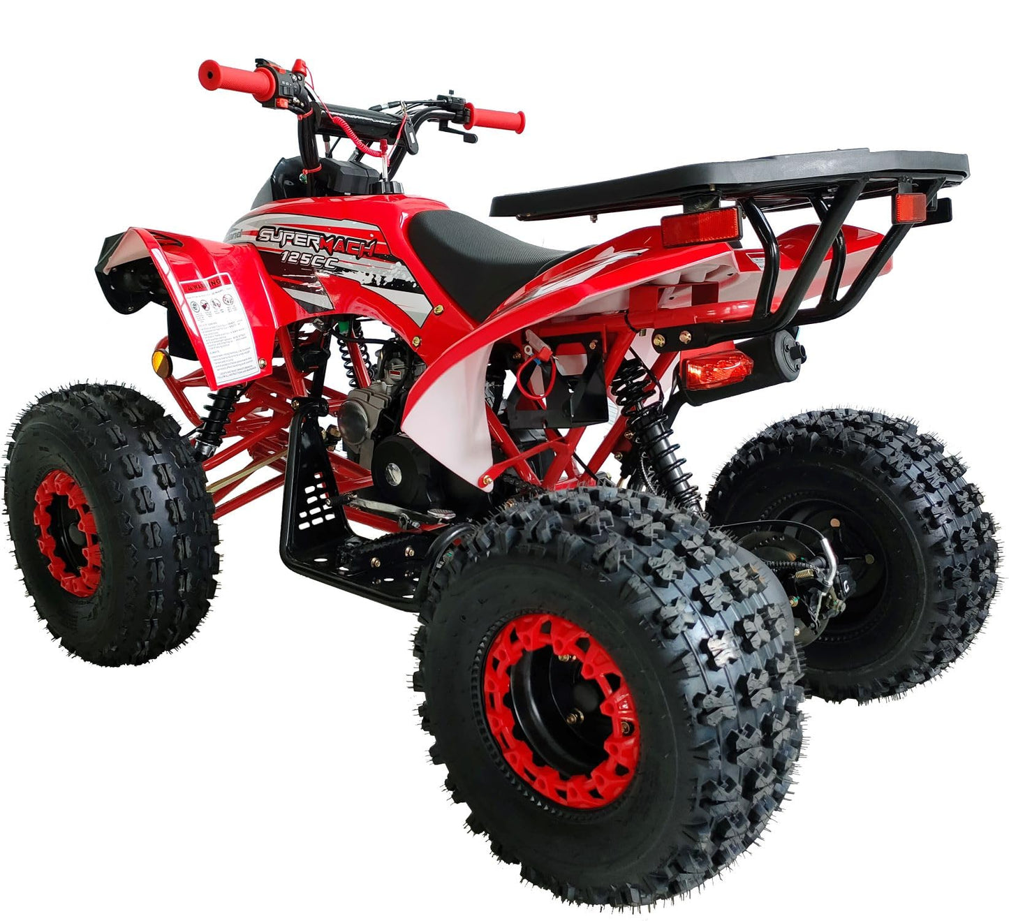 HHH Upgraded 125cc ATV Sports Quad Youth Utility Style 125cc Fully Automatic with Reverse Gas 4 Wheeler Outlander ATVs Quads Big 19/18 inches Tires (Red)