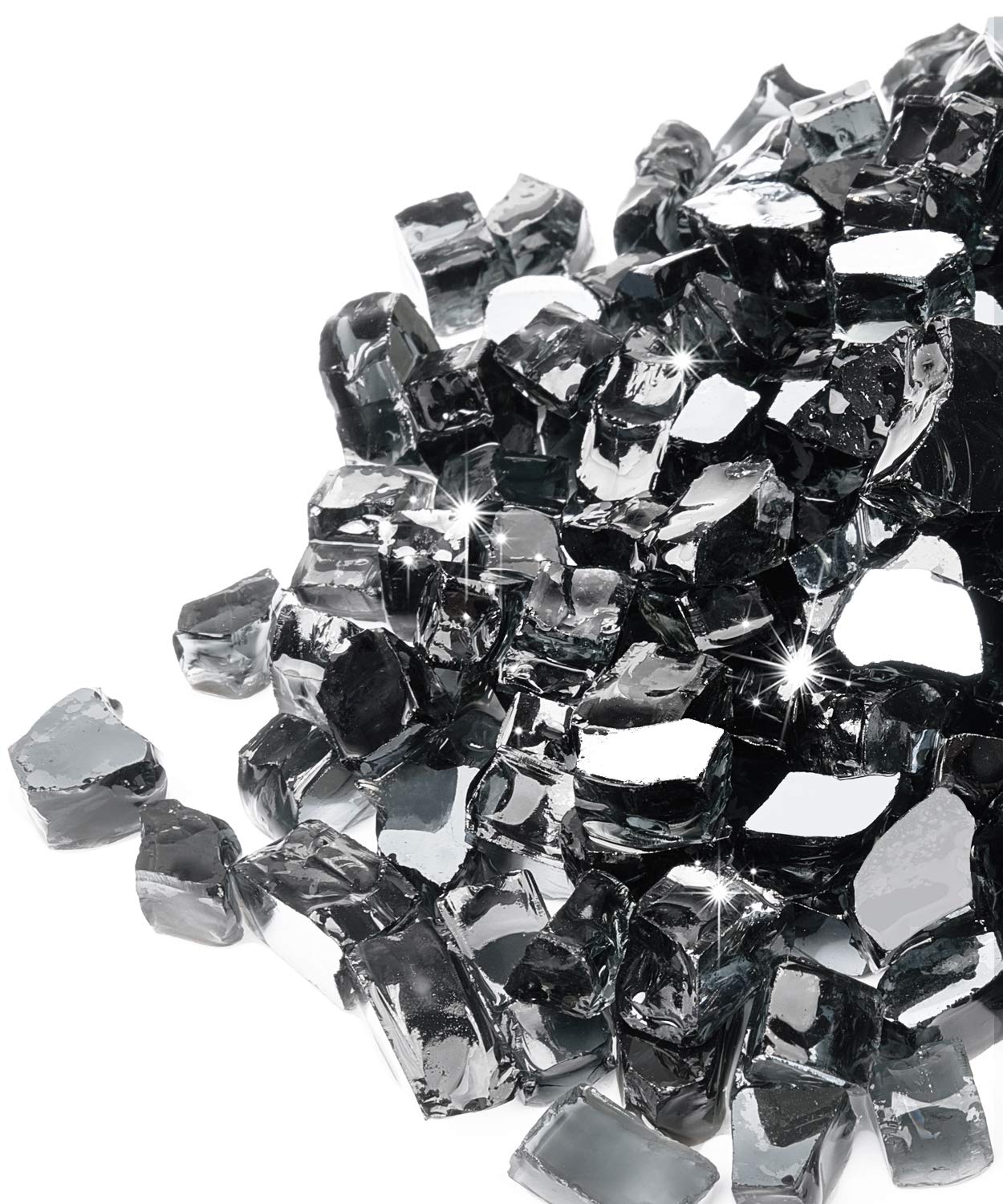 GASPRO 20 lbs Black Fire Glass for Fire Pit, 1/2-Inch Reflective Glass Rocks for Propane or Gas Fireplace, Add Ambience to Gatherings and Parties for Outdoors and Indoors