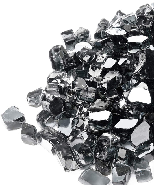 GASPRO 20 lbs Black Fire Glass for Fire Pit, 1/2-Inch Reflective Glass Rocks for Propane or Gas Fireplace, Add Ambience to Gatherings and Parties for Outdoors and Indoors