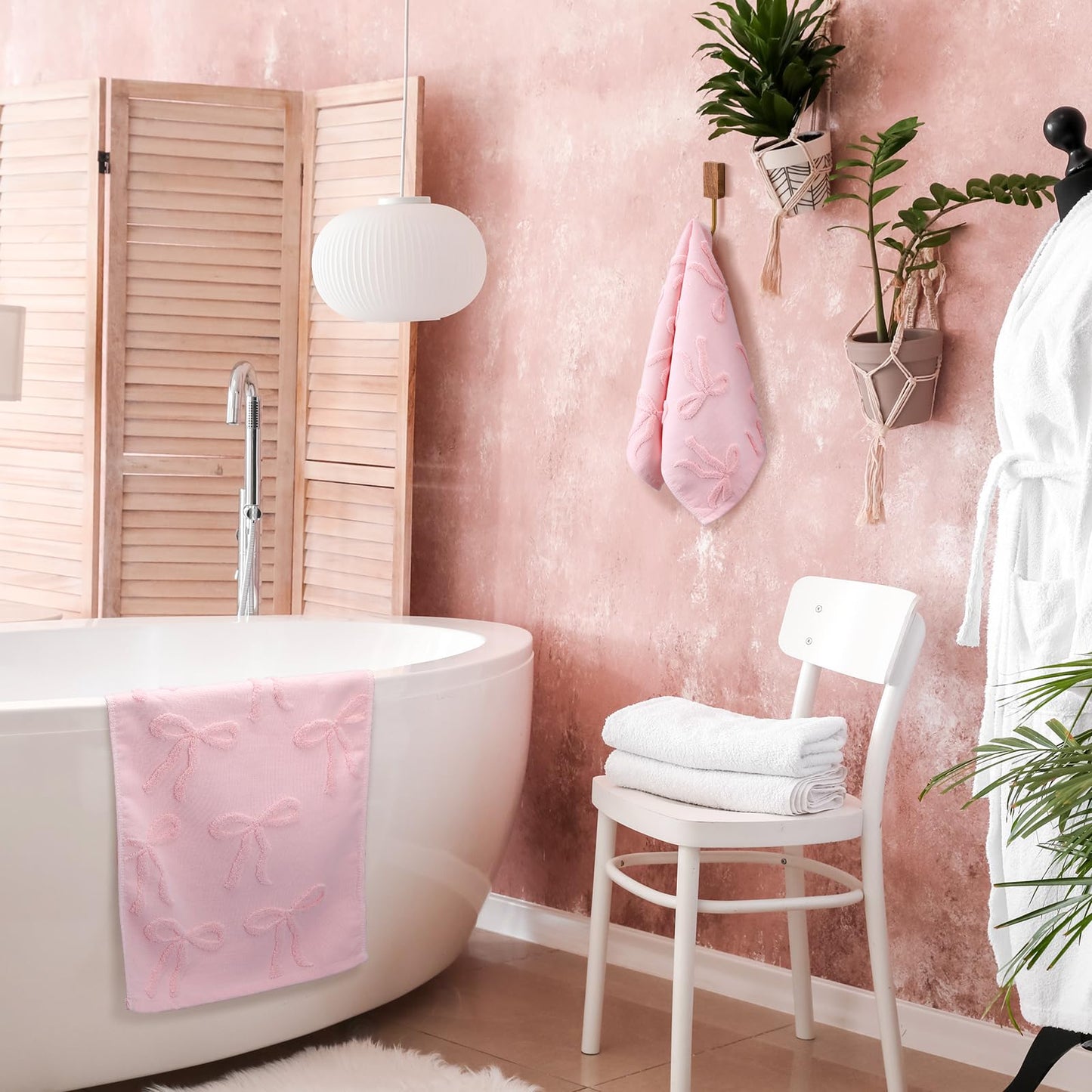 FuWeave 2 Pcs Pink Hand Towels for Bathroom Coquette Bow Hand Towels 100% Cotton Absorbent Decorative Jacquard Weave Bath Decor Preppy Bathroom Decor Gift, 13.7 x 29.5 Inch