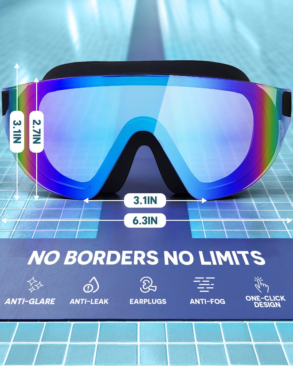 Zoomsnail Swim Goggles 2 Pack, Rimless Wide View Swimming Goggles for Adult, Anti-Fog Anti-UV No Leaking Pool Goggles for Men Women Youth