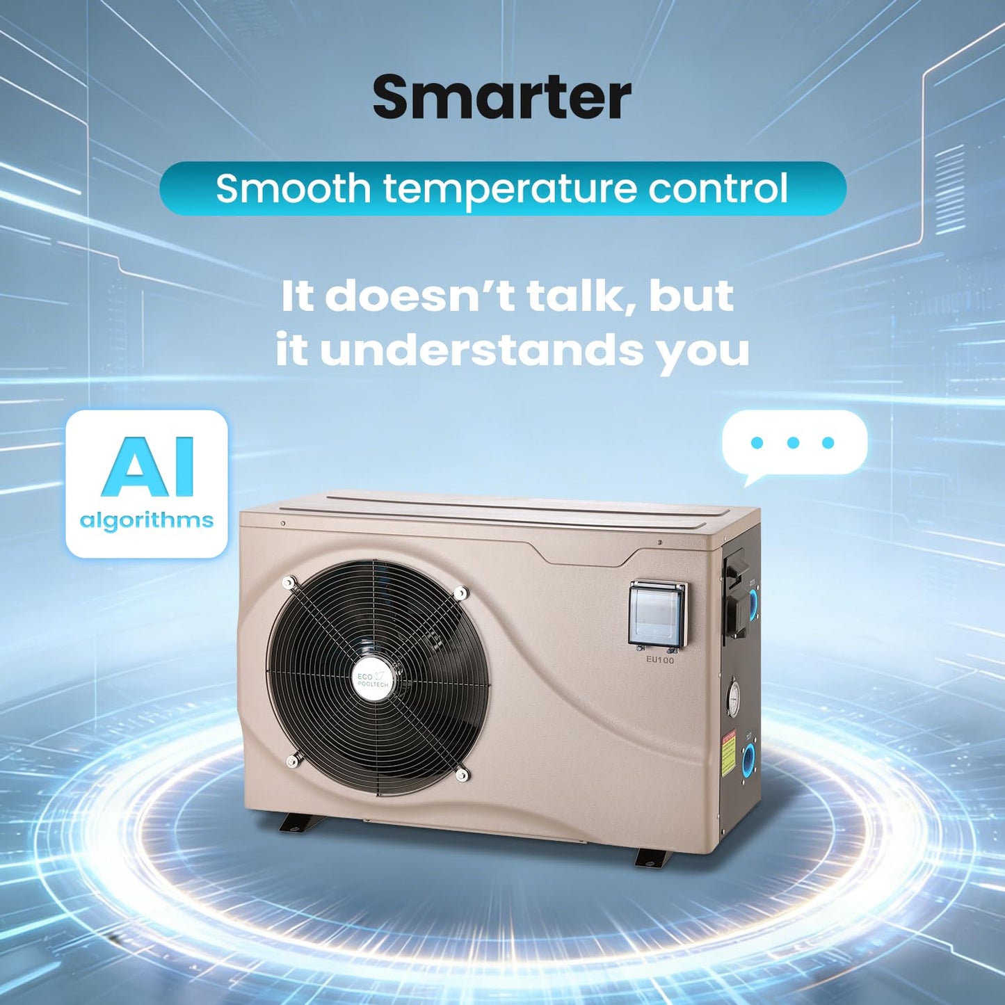 ECOPOOLTECH Ultra Inverter Swimming Pool Heat Pump | Pool Heater for Above Ground and Inground Pool (up to 10000 Gal) | Heating and Cooling| Smart WiFi Control| Automatic Defrost