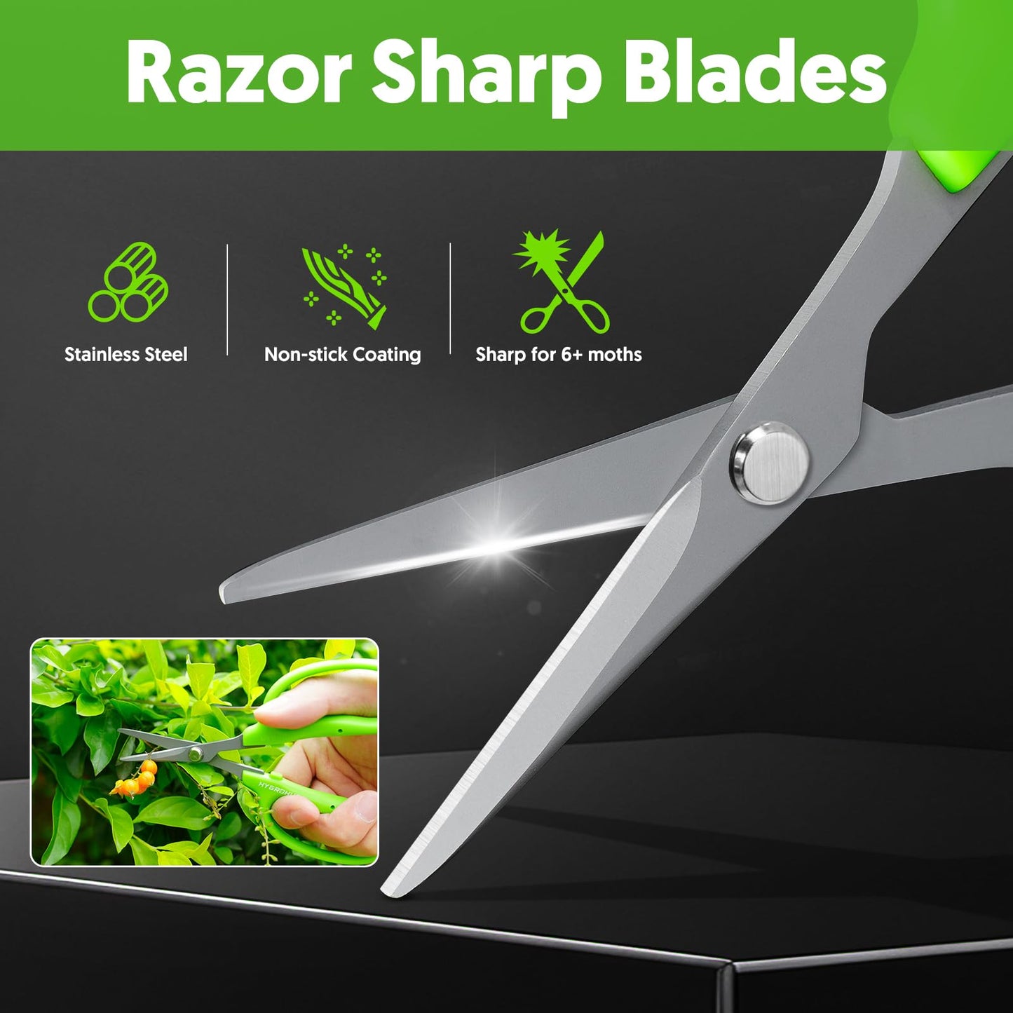 Garden Scissors Small Pruning Shears Gardening Snips Non-Stick Coating Sharp Steel Blade for Precise Cutters Bonsai Trimmer for Plants Flower Herb