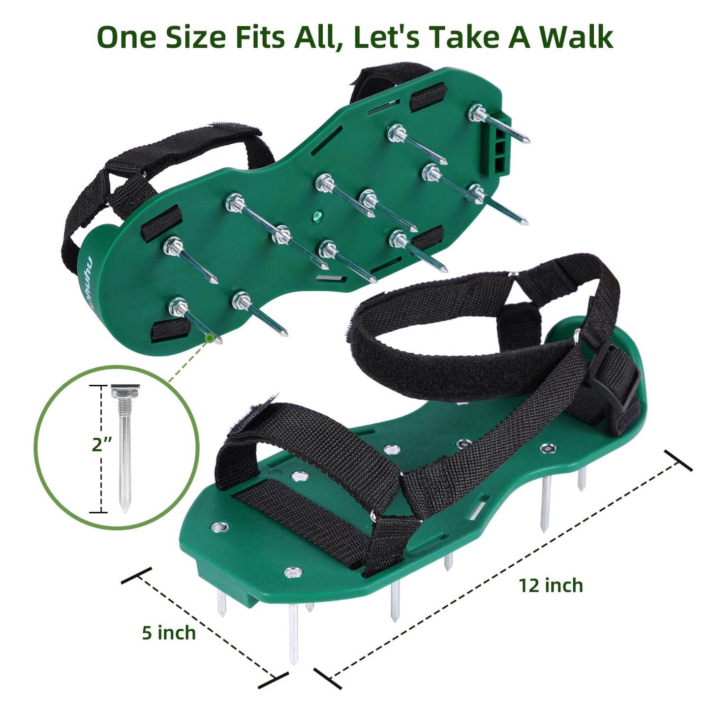 Ohuhu Lawn Aerator Shoes with Hook & Loop Straps, All New Unique Design Free-Installation Heavy Duty Spiked Aerating Sandals, One-Size-Fits-All for Yard Patio Lawn Garden