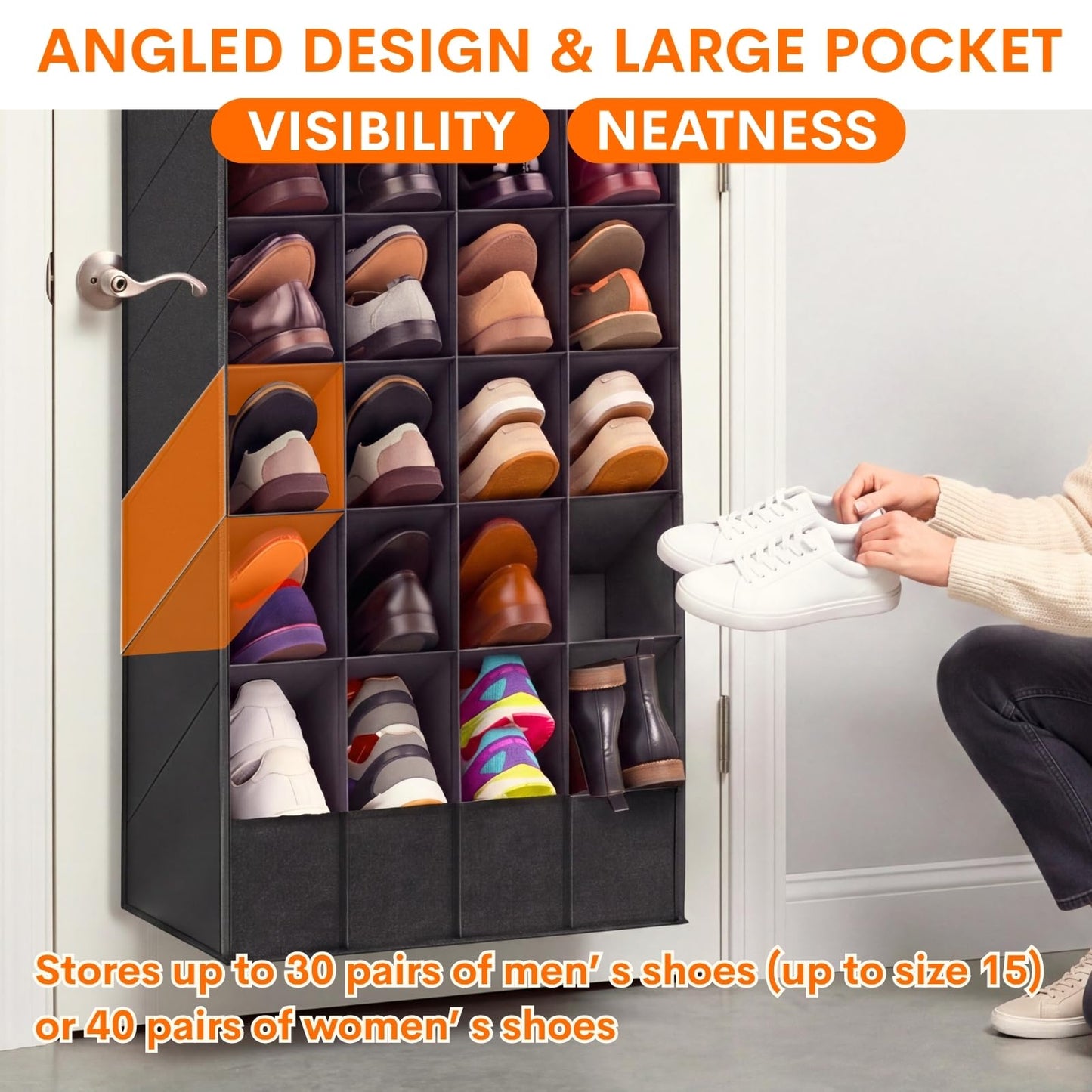 Ofiray-home Over the Door Shoe Organizer, 30-40 Pairs