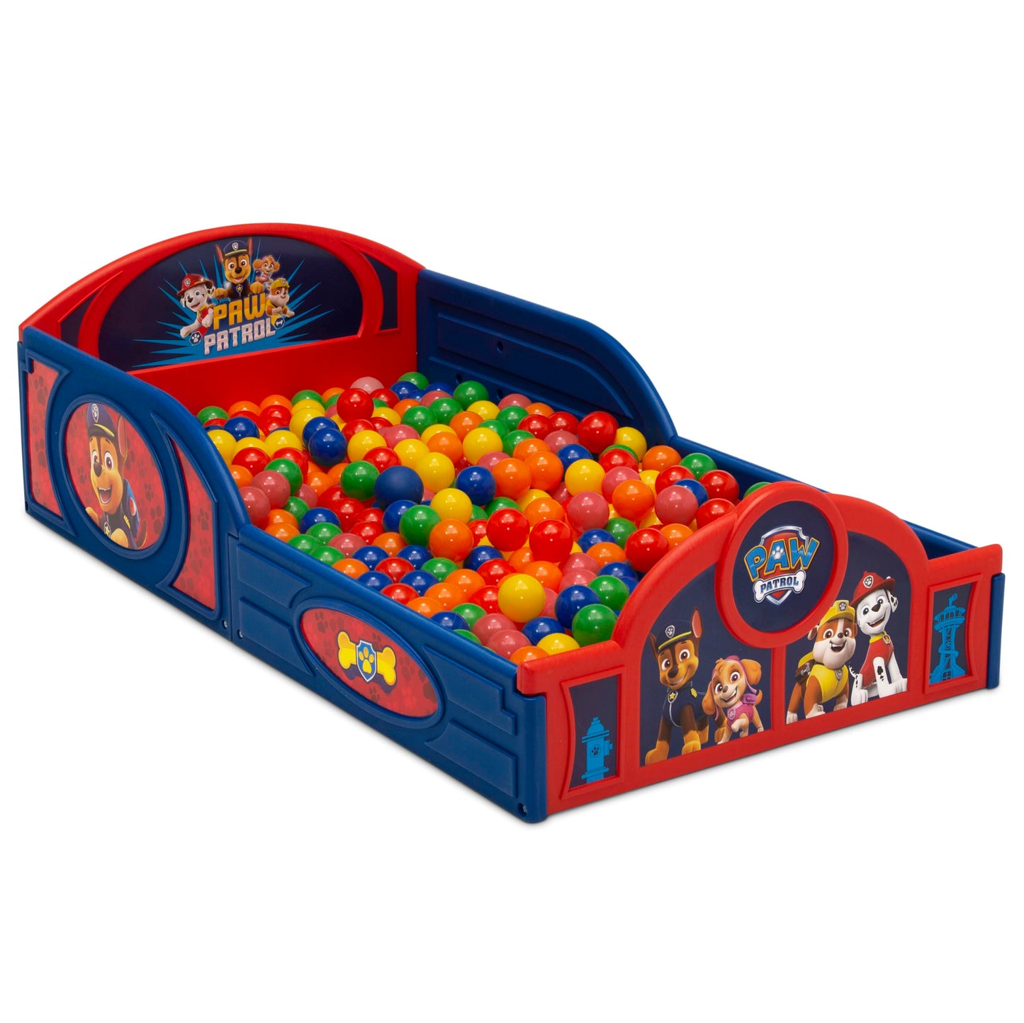 Delta Children - PAW Patrol 4-Piece Toddler Room-in-a-Box Set – Includes Sleep and Play Toddler Bed, Table, 1 Chair and Toy Box, Blue