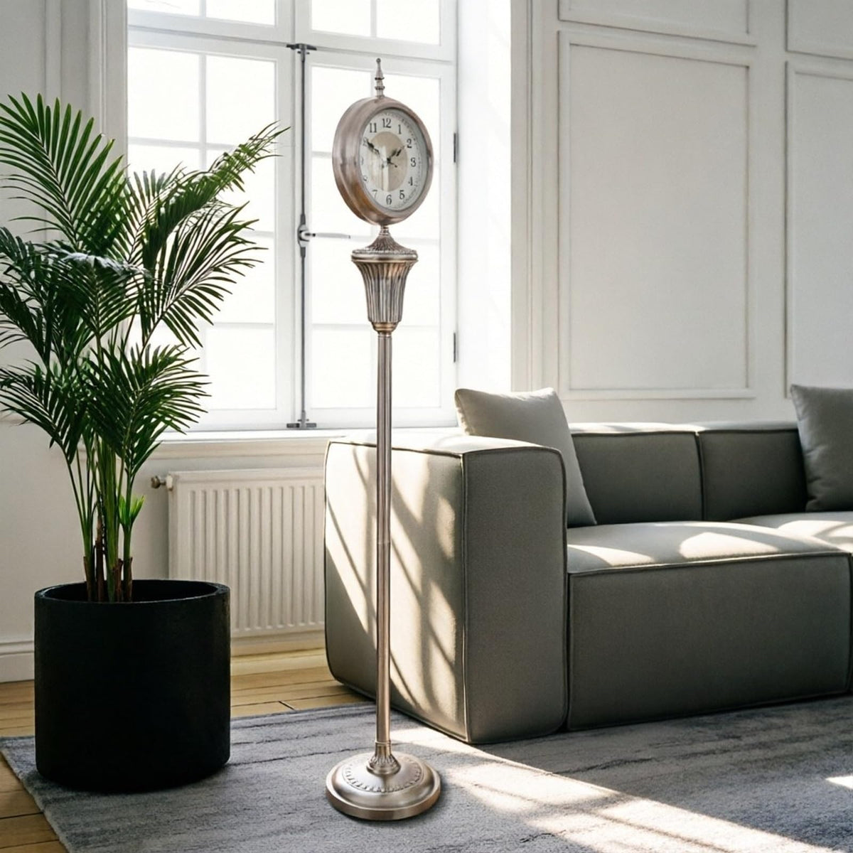 YXIANG56Q Freestanding Clock Metal Floor Standing Clock European Style