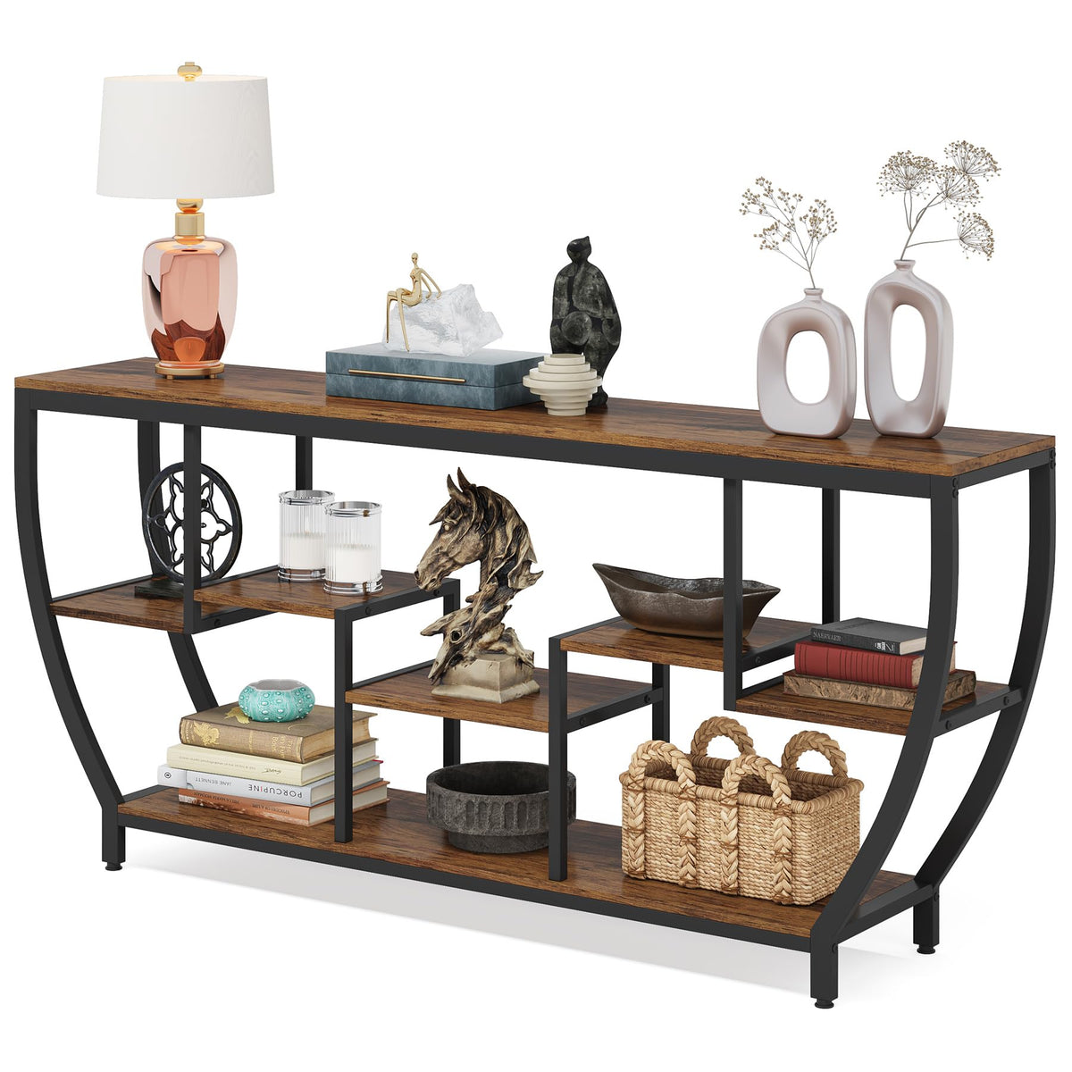 Tribesigns 70.9" Long Sofa Table with Shelves, Console Table with Storage
