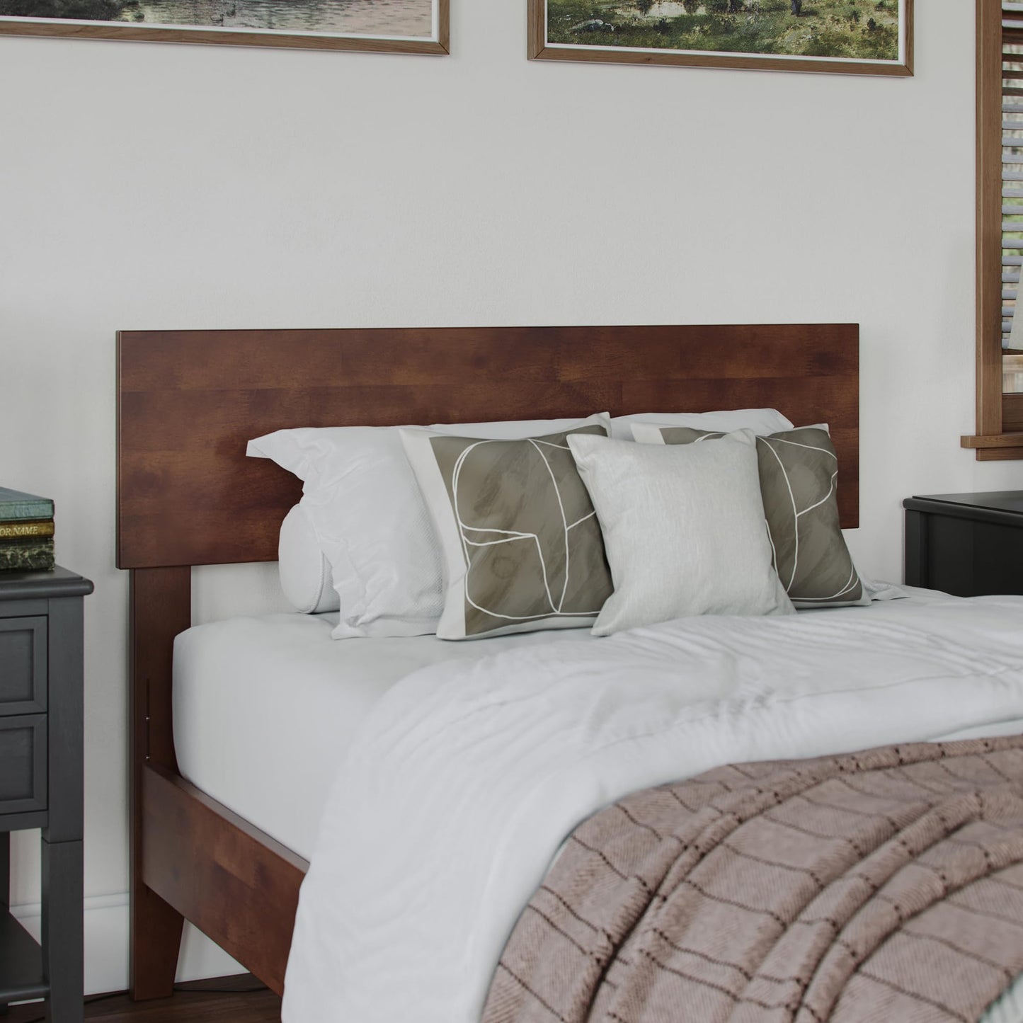 AFI, Aria Twin XL Solid Wood Modern Low Profile Platform Bed, Walnut