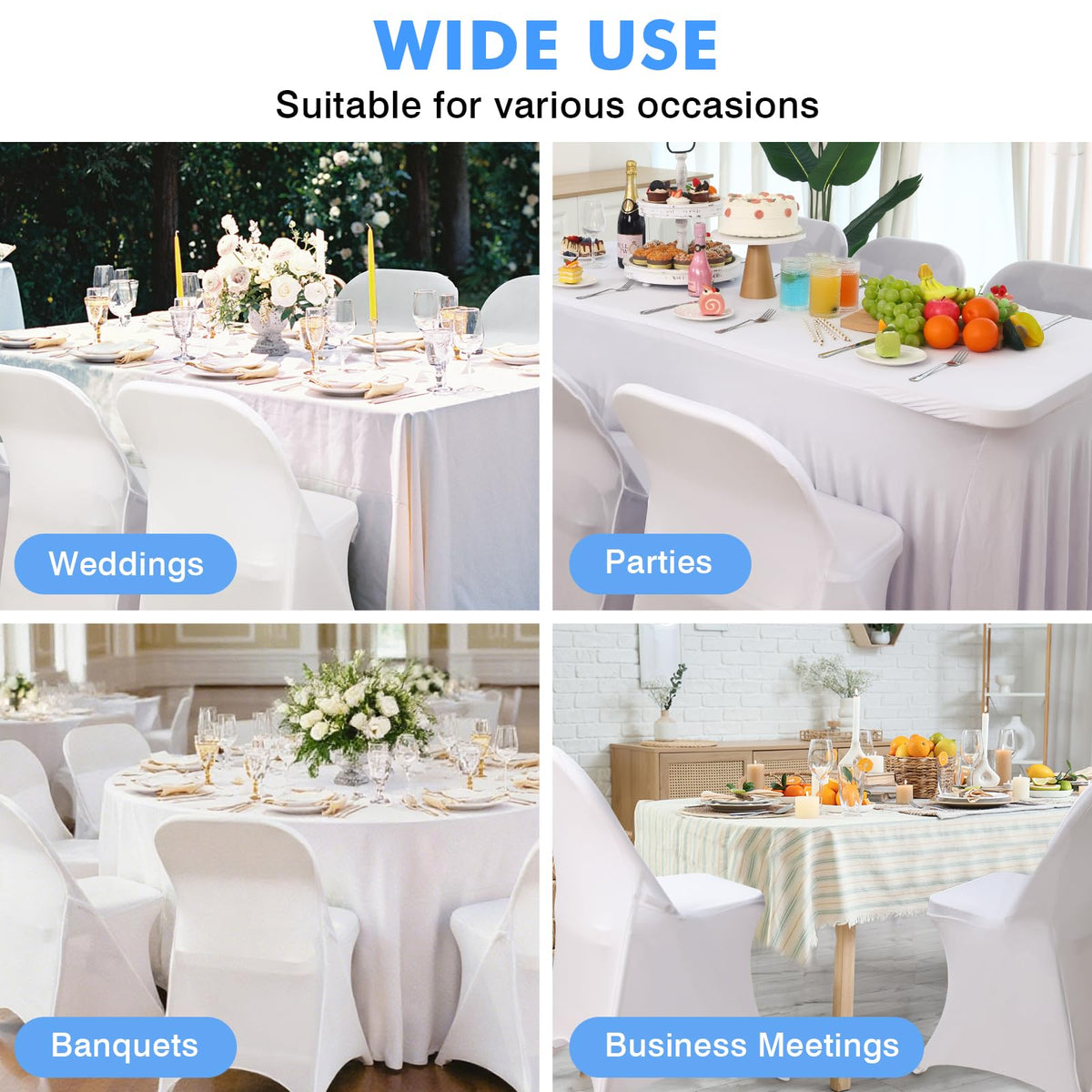 Fixwal 36 Pcs White Folding Chair Covers Spandex Stretch Slipcover