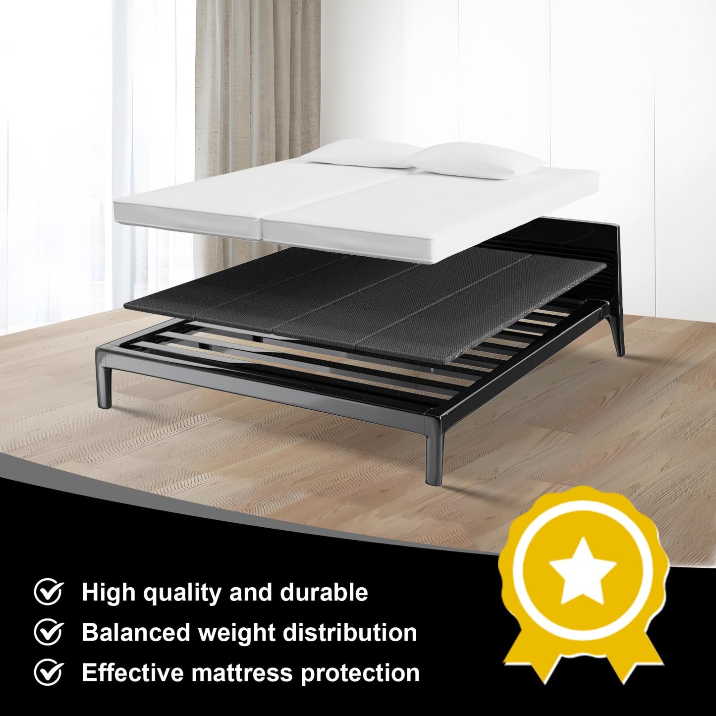 Imperius Breathable, Noise Minimizing, Moisture Resistant Bunkieboards,Large Double Bed 10mm Bunkie Board, Folding Spring Box, Light and Thin Bed,Full Size 54x75''