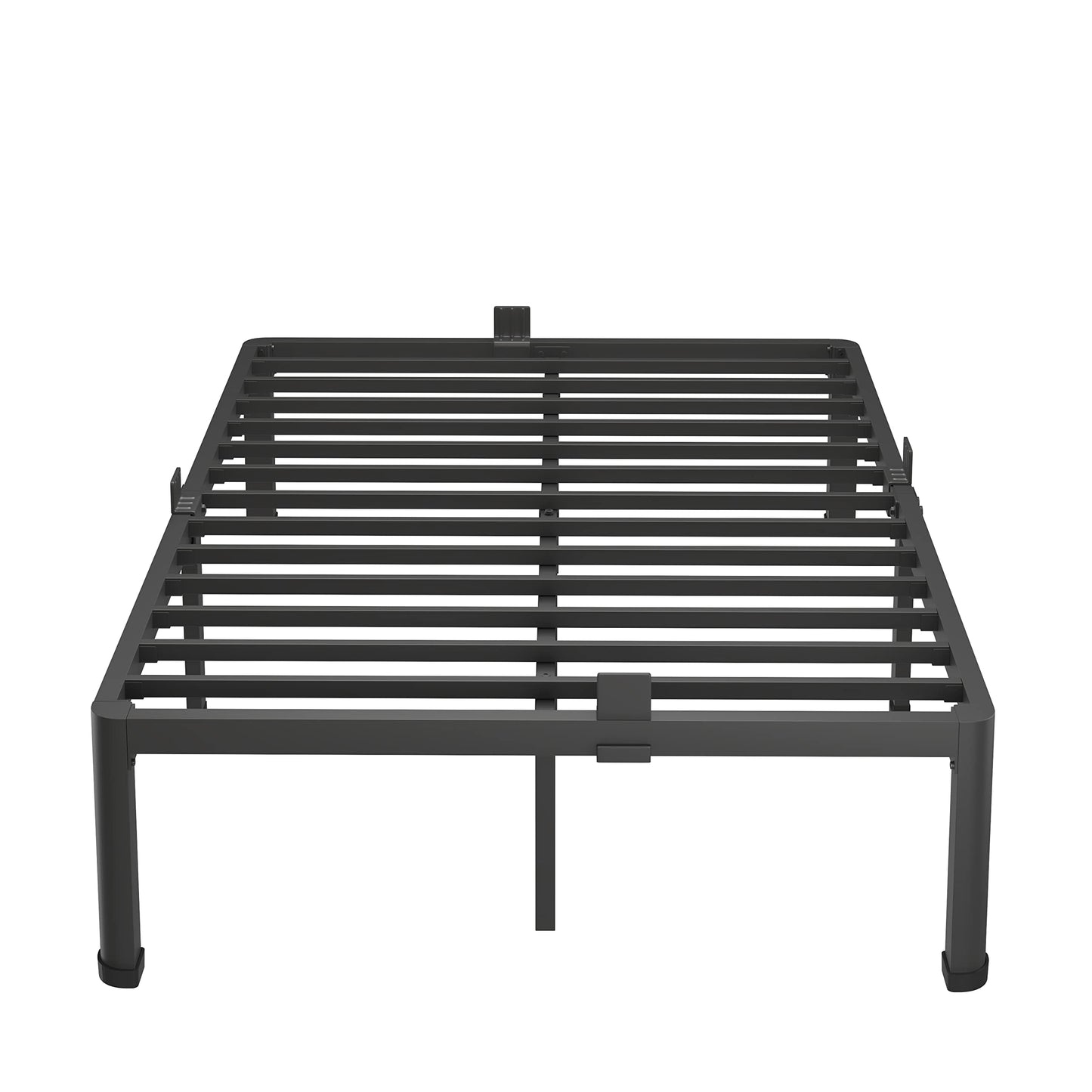 MAF 18 Inch Full Size Bed Frame with Round Corner Legs Mattress Slide Stopper No Box Spring Needed Heavy Duty Metal Platform Bed Frames Under-Bed Storage Space, 3000 LBS Steel Slats Support