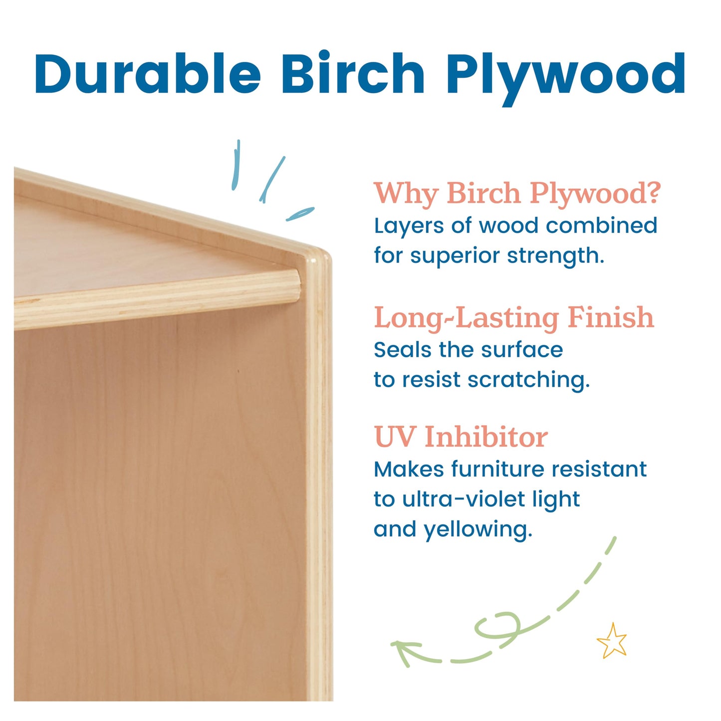 ECR4Kids Wooden Kiddo Classroom Bench, 12in Seat Height, Childrens Furniture, Natural