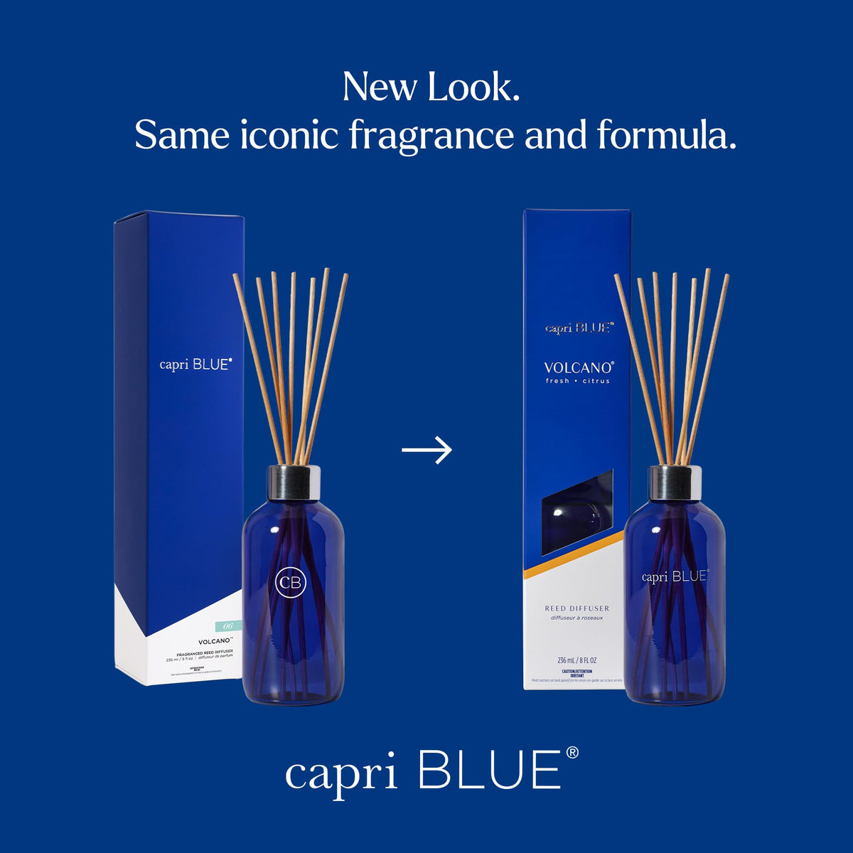 Capri Blue Volcano Reed Diffuser Set - Includes Reed Diffuser Sticks, Fragrance Oil, and Glass Bottle - Luxury Scented Room Fresheners - Cobalt Blue (8 fl oz)
