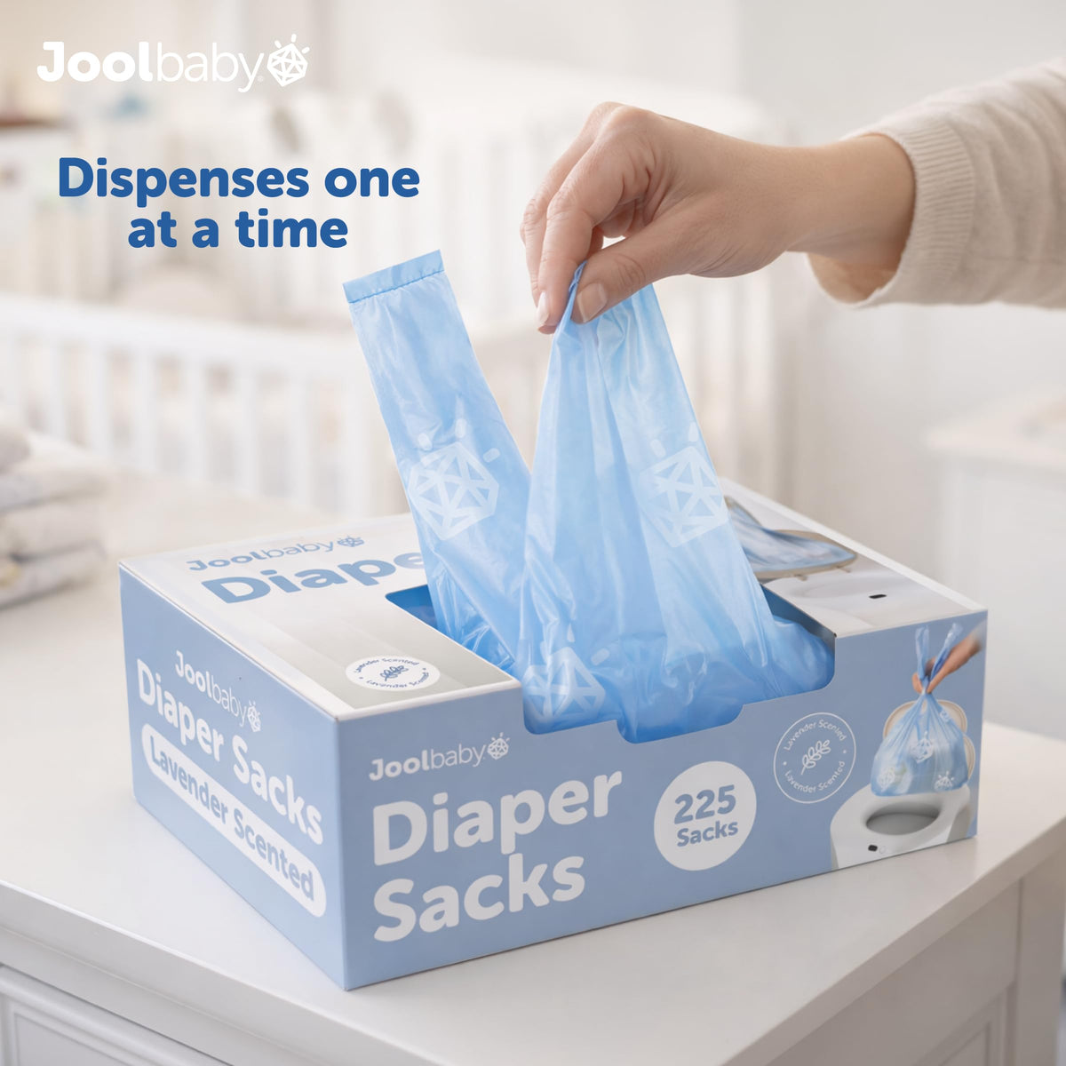 Jool Baby Diaper Disposable Bags (225 Count) - Lavender-Scented, Easy to Tie – Great for At Home & On the Go