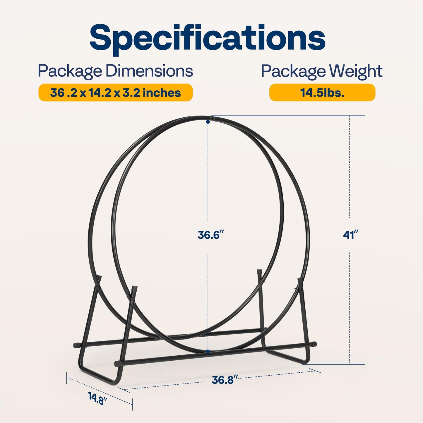 VIVOHOME 41 Inches Firewood Log Rack Hoop with Cover, Heavy Duty Solid Steel Fire Wood Storage Rack and Cover Set with Zipper, Round Log Holder Ring for Indoor Outdoor Patio Deck Porch