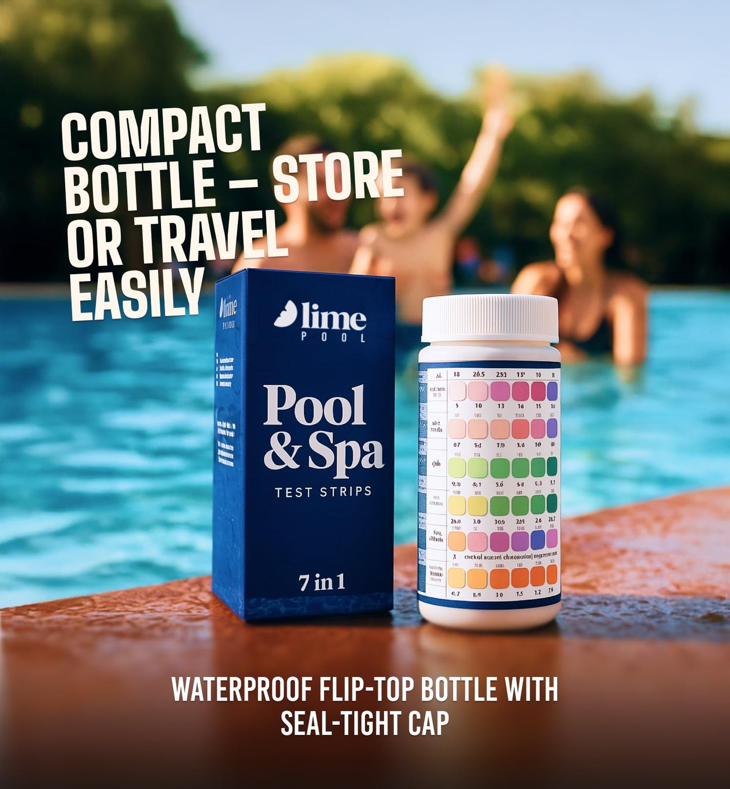 LIME POOL 162 Pcs 7-Way Hot Tub, Spa & Pool Test Strips - Accurate Readings in 15 Seconds