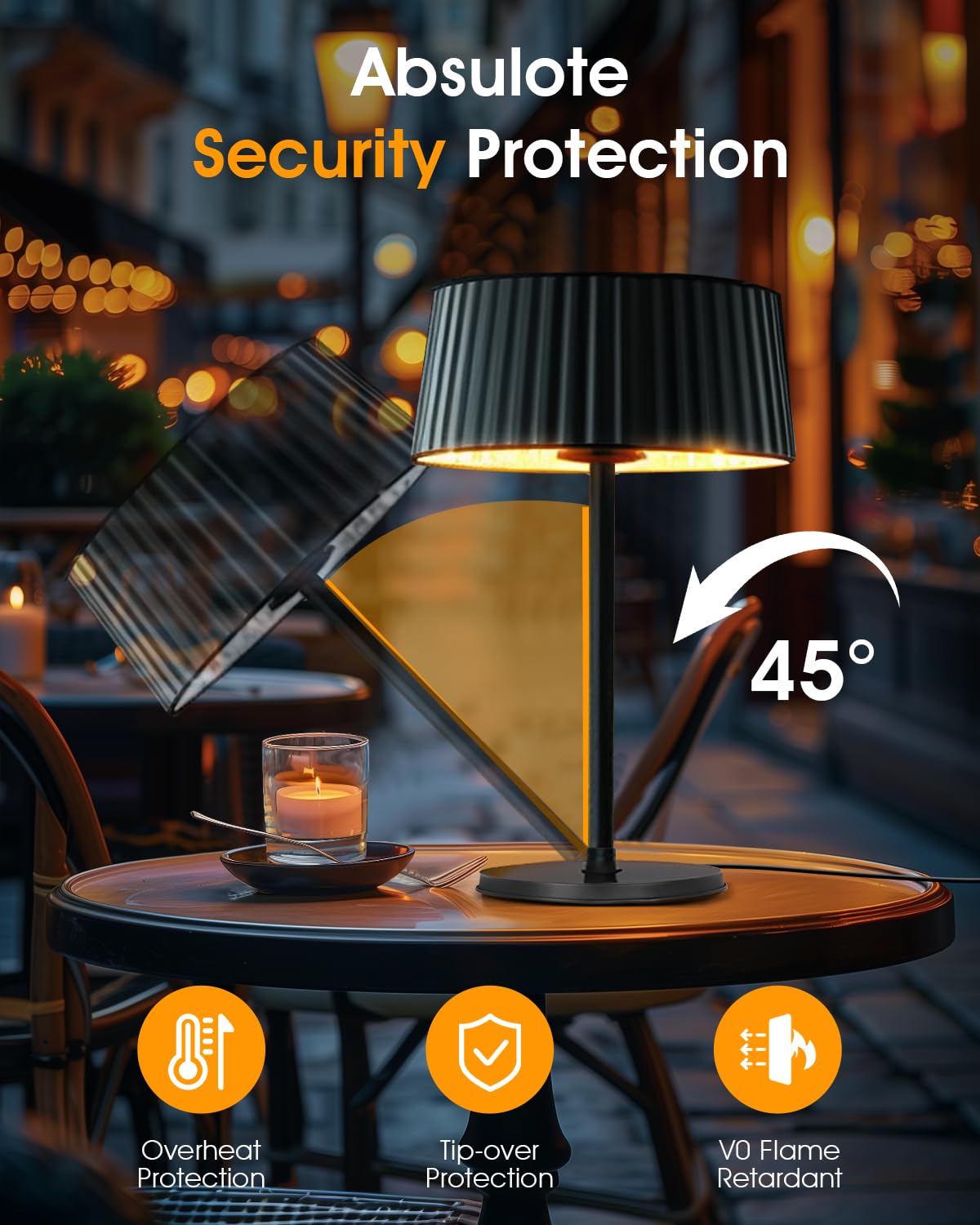 Cobuy Electric Outdoor Heater for Patio, 1500W Infrared Heater for Indoor & Outdoor, IP55 Waterproof, Fast Heating, Tip-Over Protection, Perfect for Garden, Balcony, Garage (black, tabletop)