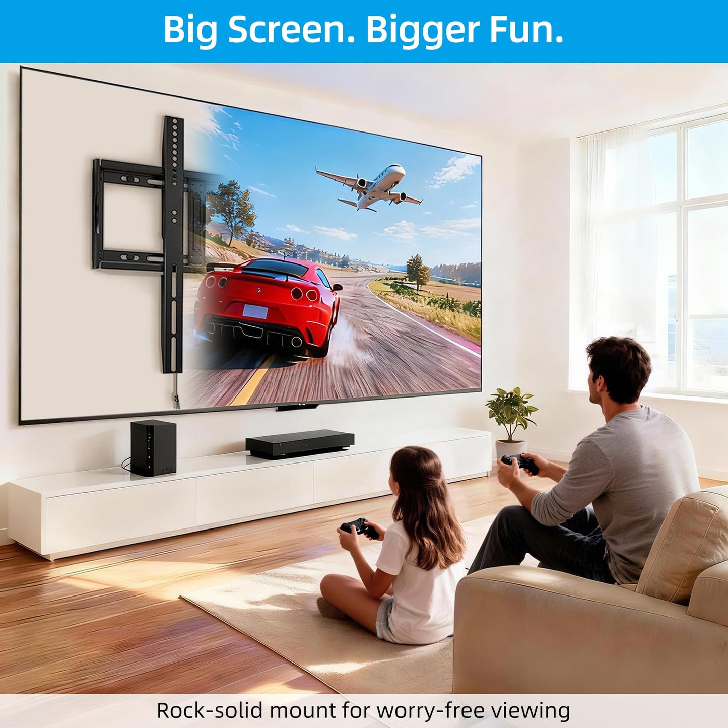 HOME VISION Heavy Duty Fixed TV Wall Mount Bracket for 48-120 Inch Extra Large Flat Screen Smart TVs, 264 Lbs Capacity, Max VESA 800x600 mm, Stud Spacing 12"-28", Low-Profile Flush Slim Design, HV8801