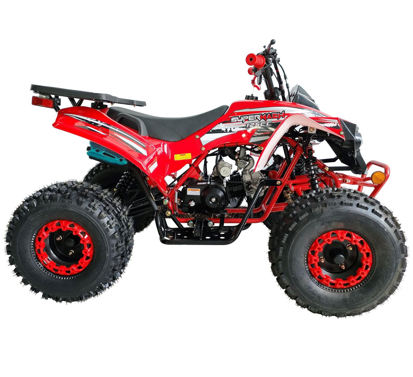HHH Upgraded 125cc ATV Sports Quad Youth Utility Style 125cc Fully Automatic with Reverse Gas 4 Wheeler Outlander ATVs Quads Big 19/18 inches Tires (Red)