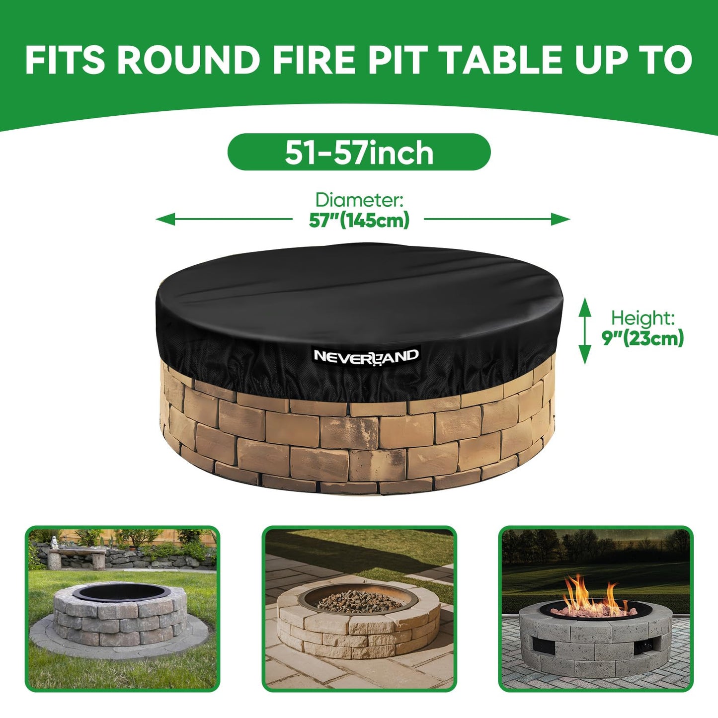 Fire Pit Cover Round, 52-57" Outdoor firepit cover for In-Ground Fire Pits