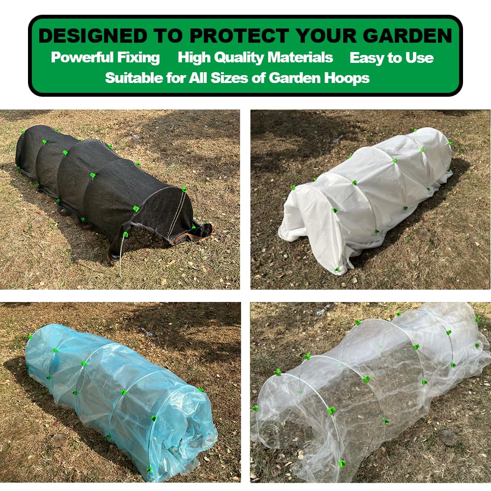 PirateAnt Greenhouse Clamps for 0.157-0.472inch Greenhouse Hoops(Fiberglass Support Hoops),Plant Support.for Fixing Plant Cover,Plastic Sheeting,Film Row Cover,Garden net.（30pcs)