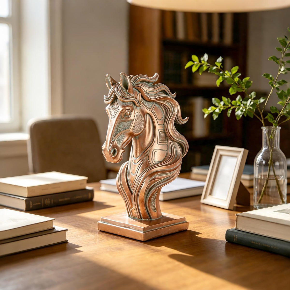 MONAMOSS Horse Head Statue, Animal Equine Bust Sculpture for Home Decor
