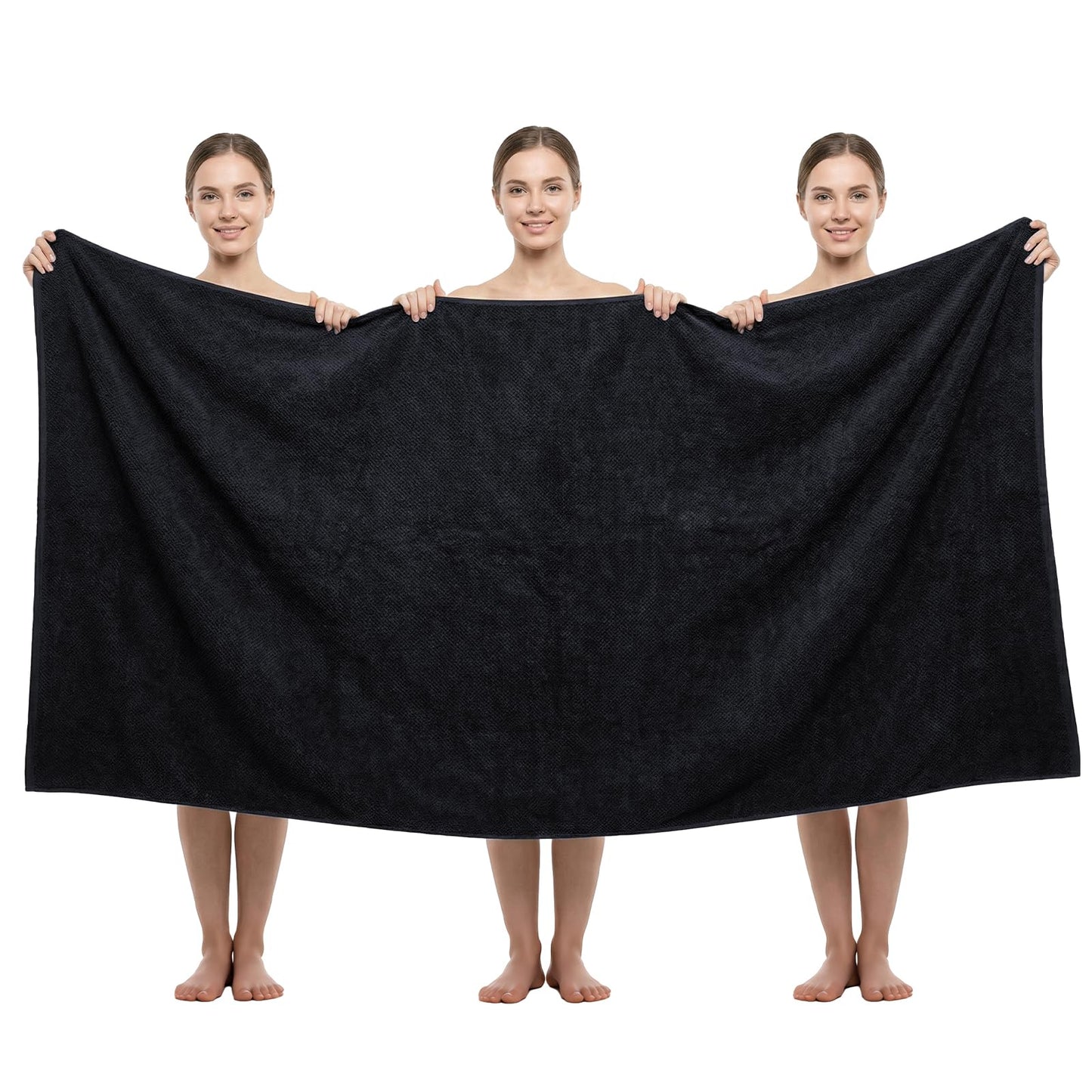 REDKISS Pack of 1 Jumbo Bath Sheet, 40 x 80 Inches Microfiber Oversized Bath Towel for Bathroom, Extra Large & Lightweight, Quick-Dry, Super Soft & Highly Absorbent, Perfect to Wrap Yourself In, Black