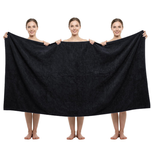 REDKISS Pack of 1 Jumbo Bath Sheet, 40 x 80 Inches Microfiber Oversized Bath Towel for Bathroom, Extra Large & Lightweight, Quick-Dry, Super Soft & Highly Absorbent, Perfect to Wrap Yourself In, Black