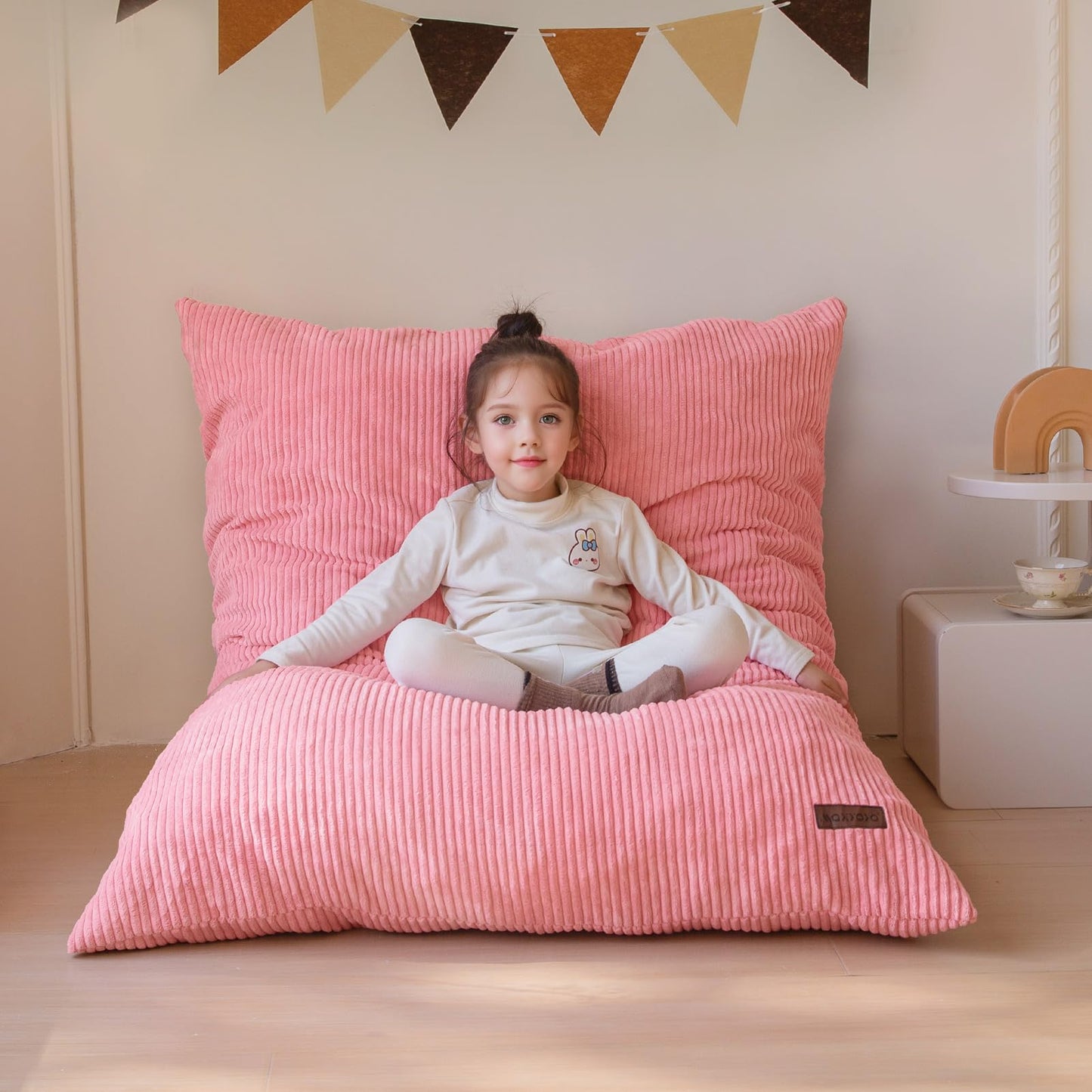 MAXYOYO 3 in 1 Kids Bean Bag Chair Couch, Convertible Chair Folds from Bean Bag to Lounger, Child Floor Sofa for Gaming, Reading, Floor Mattress with High-Density Foam Filling